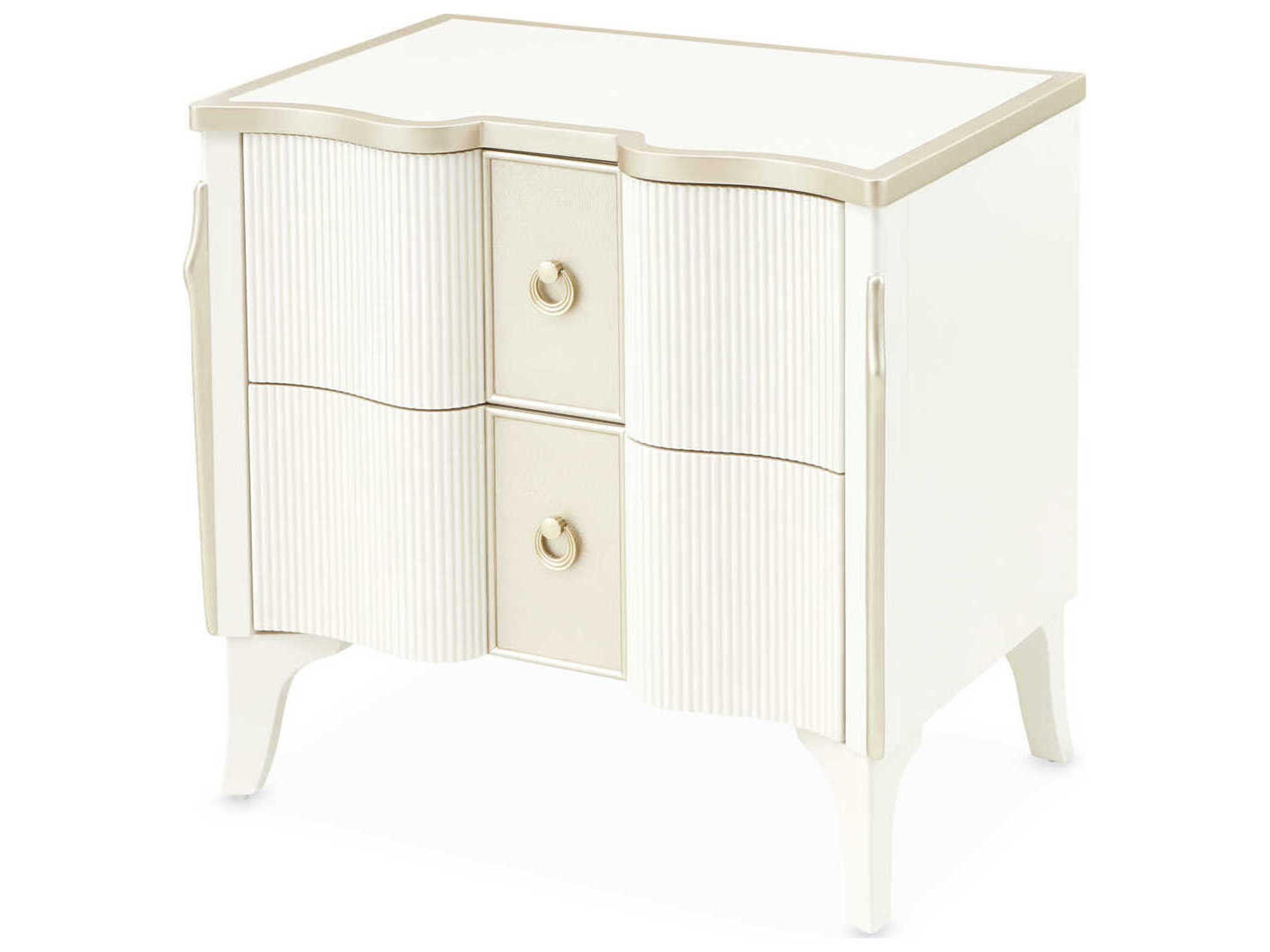 Luxecor Gilded 2-Drawers White Poplar Wood Nightstand