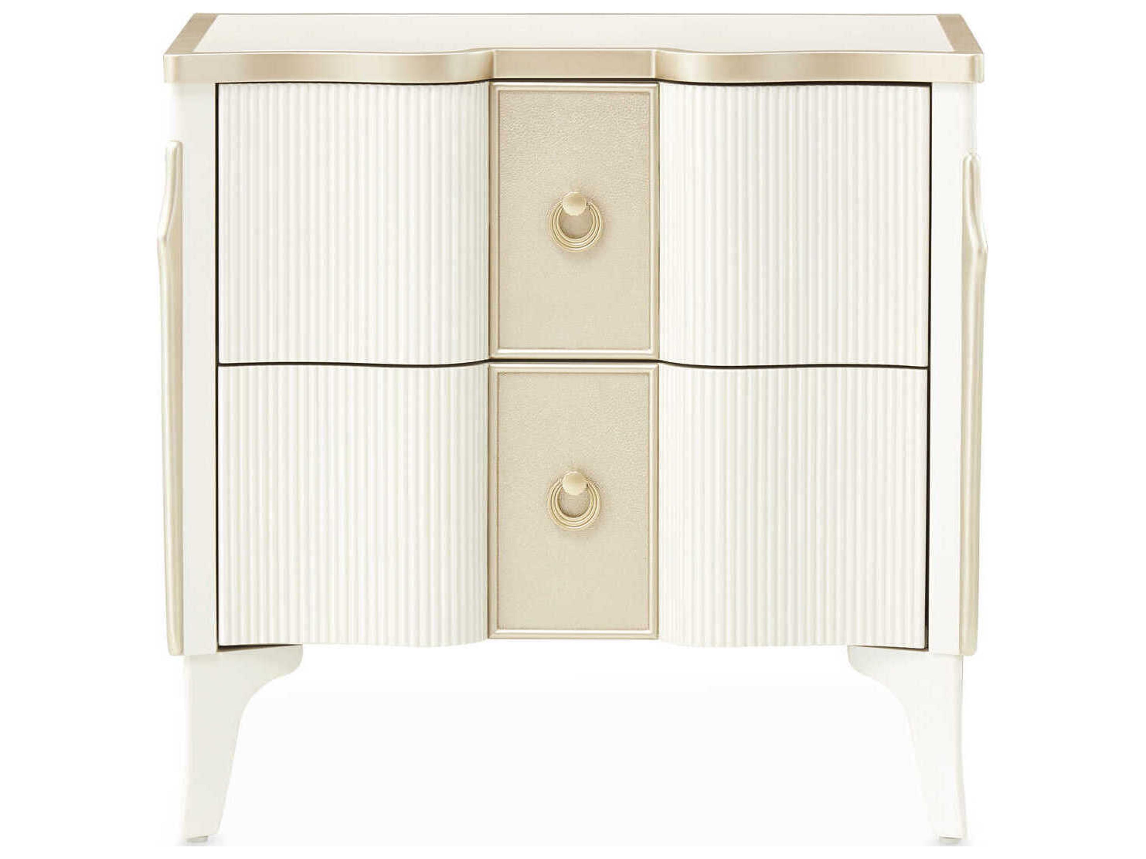 Luxecor Gilded 2-Drawers White Poplar Wood Nightstand
