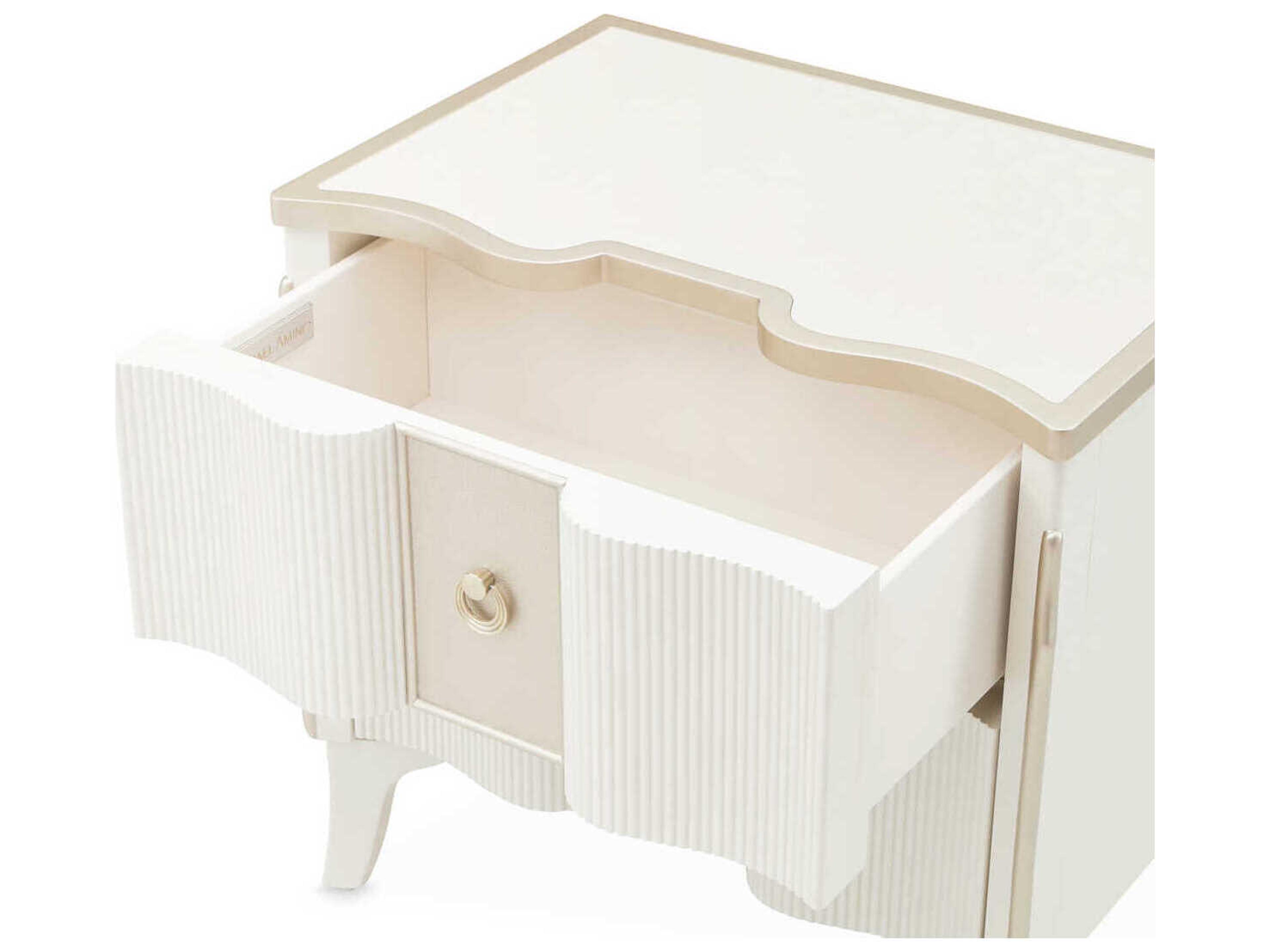 Luxecor Gilded 2-Drawers White Poplar Wood Nightstand