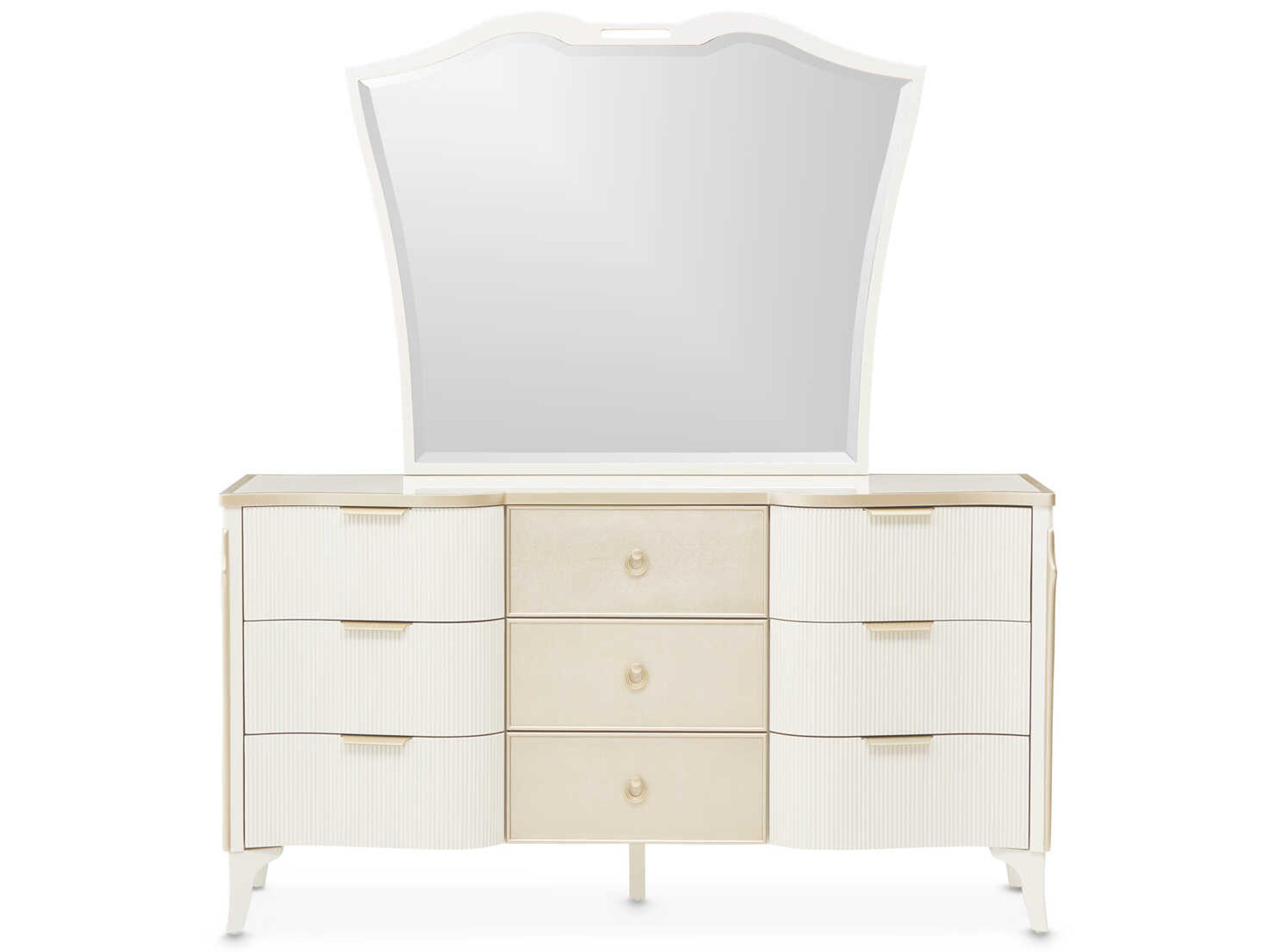 Luxecor Gilded White Poplar Wood Dresser with Mirror