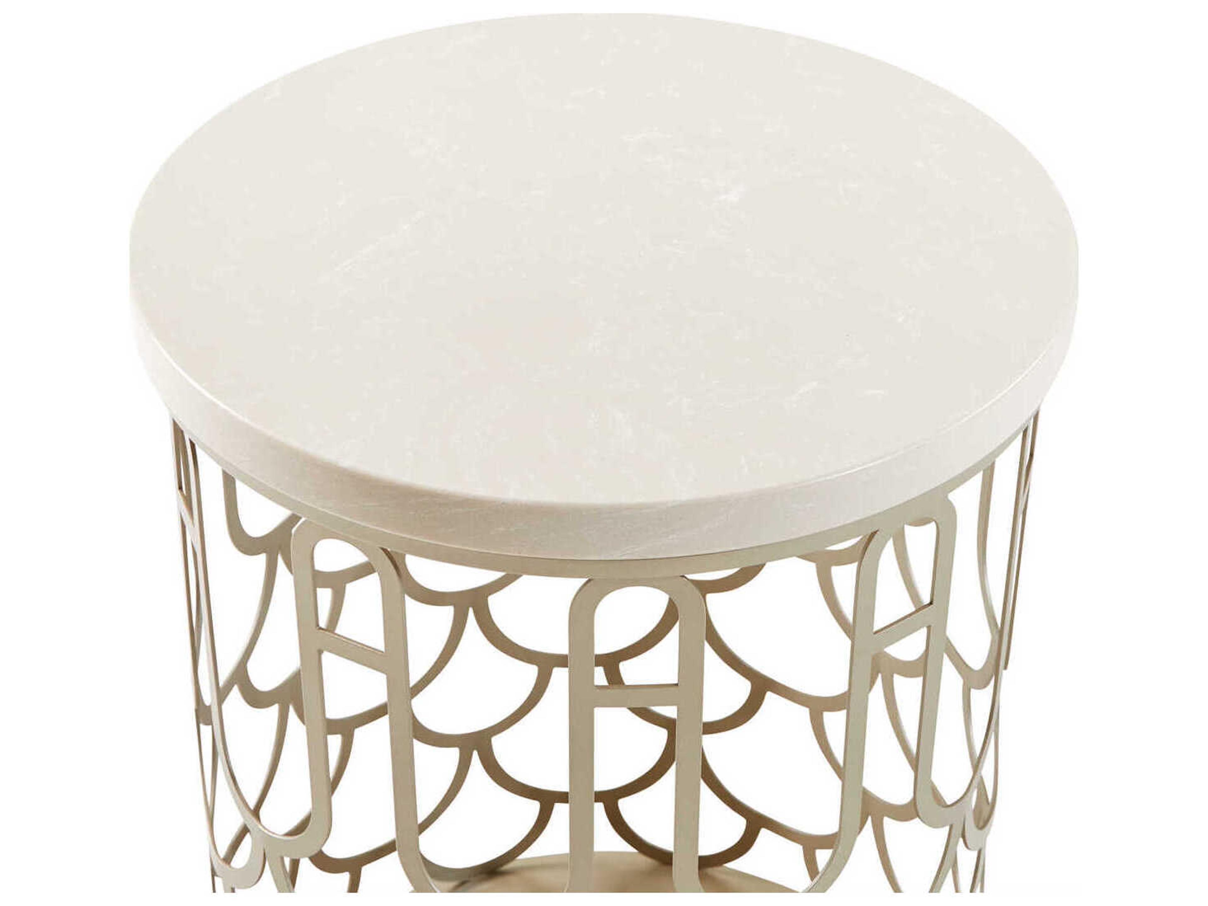 Luxecor Gilded Round Marble End Table