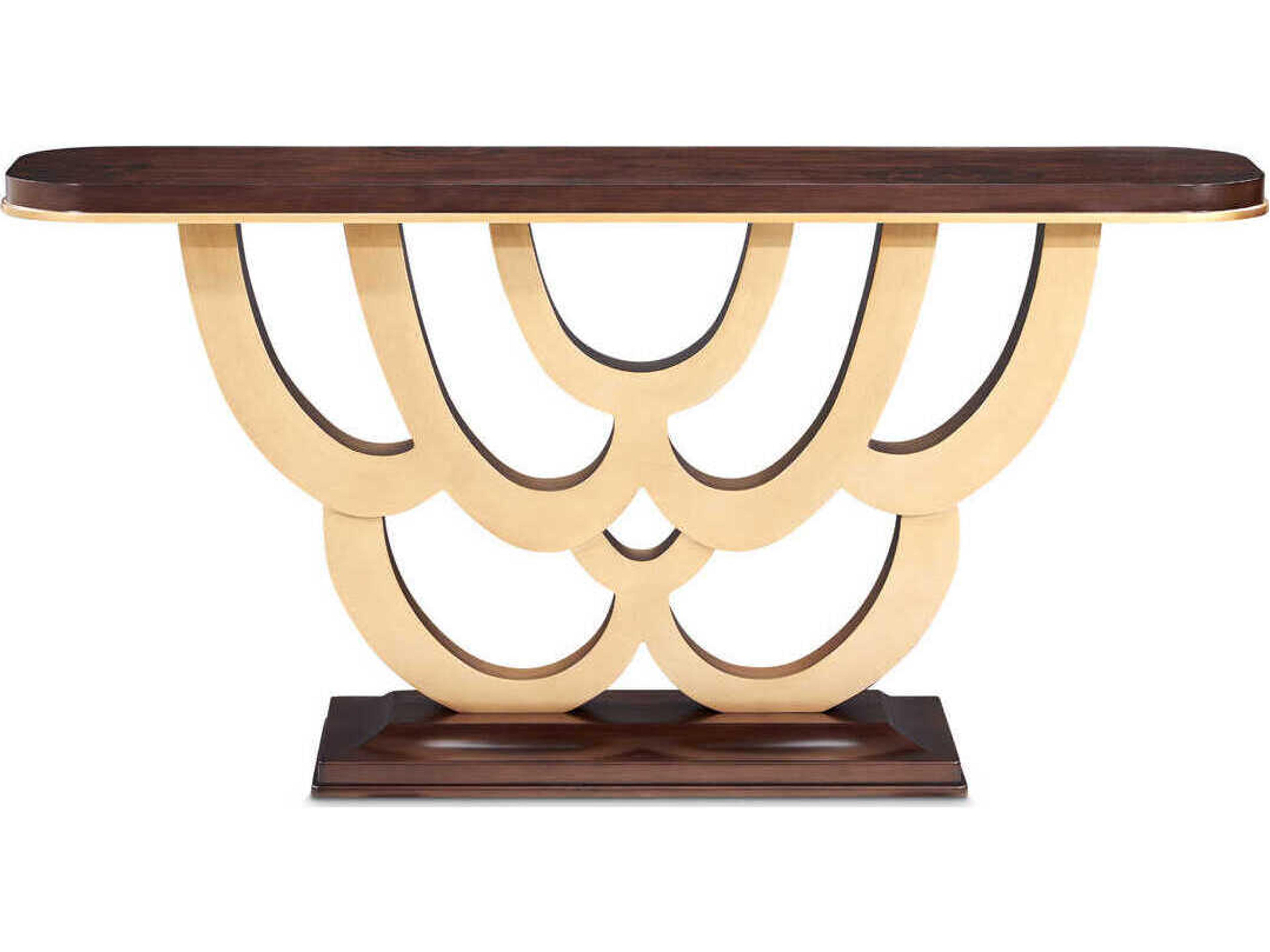 Luxecor Gilded Rectangular Wood Warm Console Table