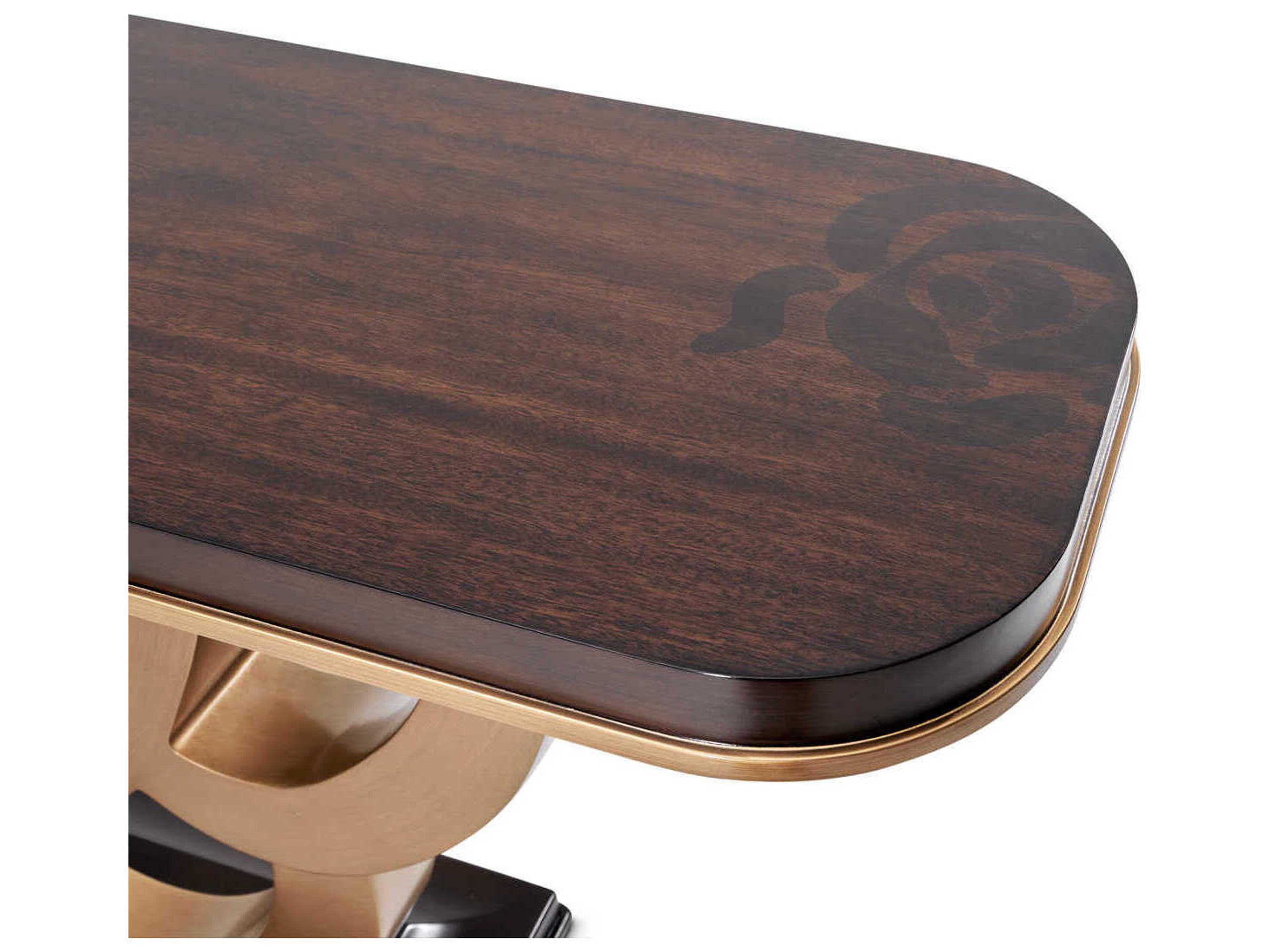 Luxecor Gilded Rectangular Wood Warm Console Table