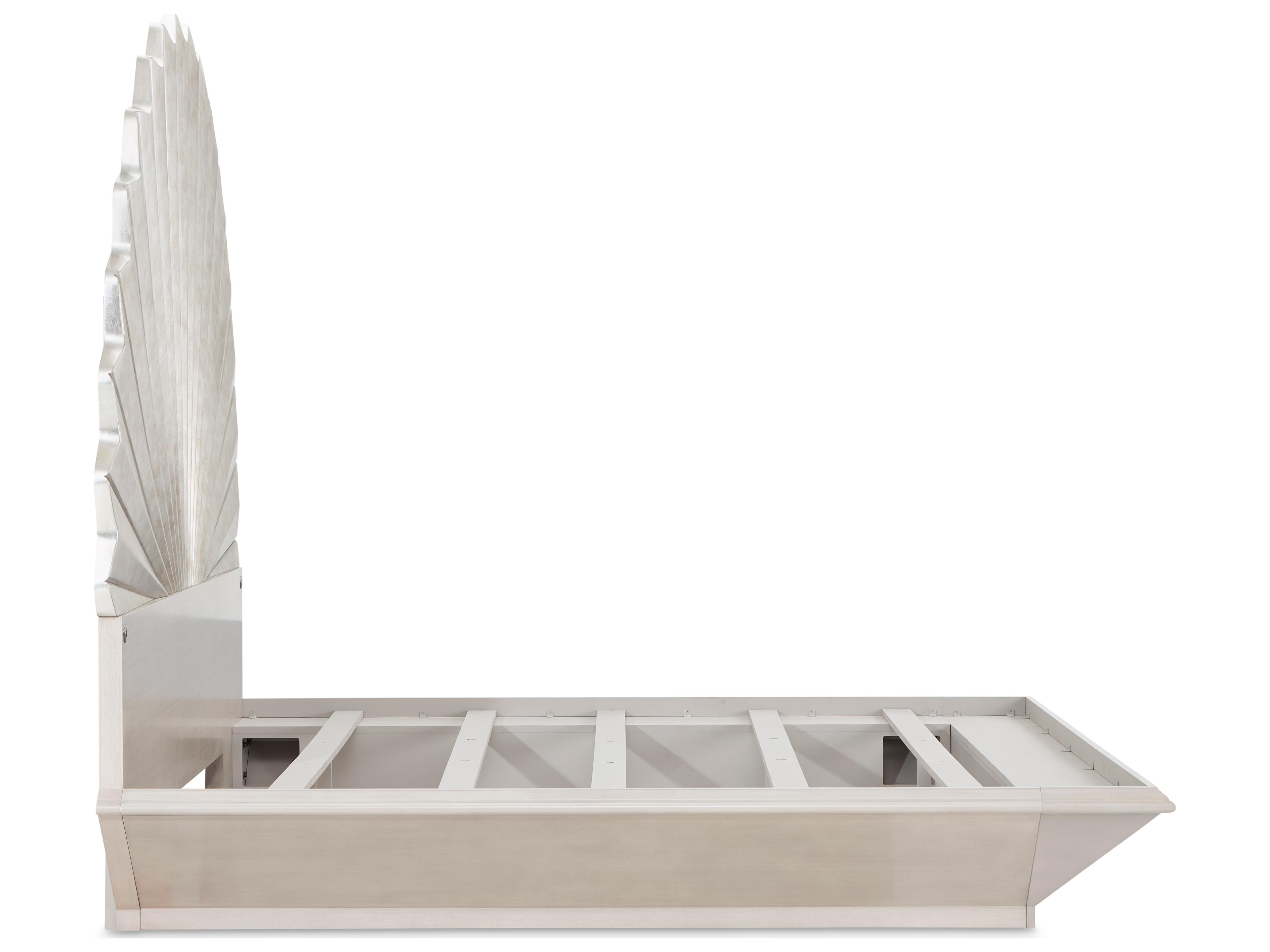 Luxecor Gilded Silver Leaf Gray Poplar Wood King Platform Bed