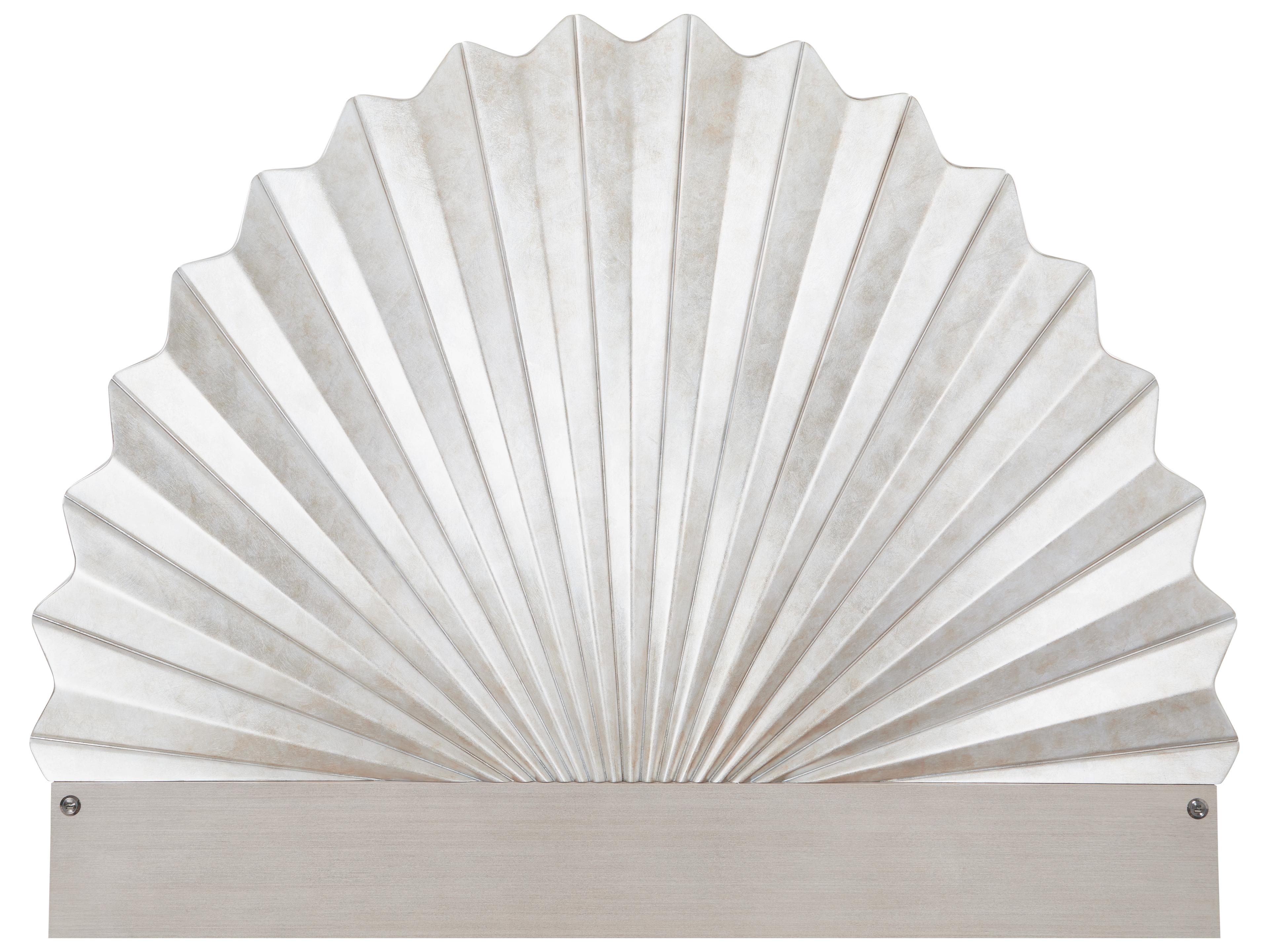 Luxecor Gilded Silver Leaf Gray Poplar Wood King Platform Bed