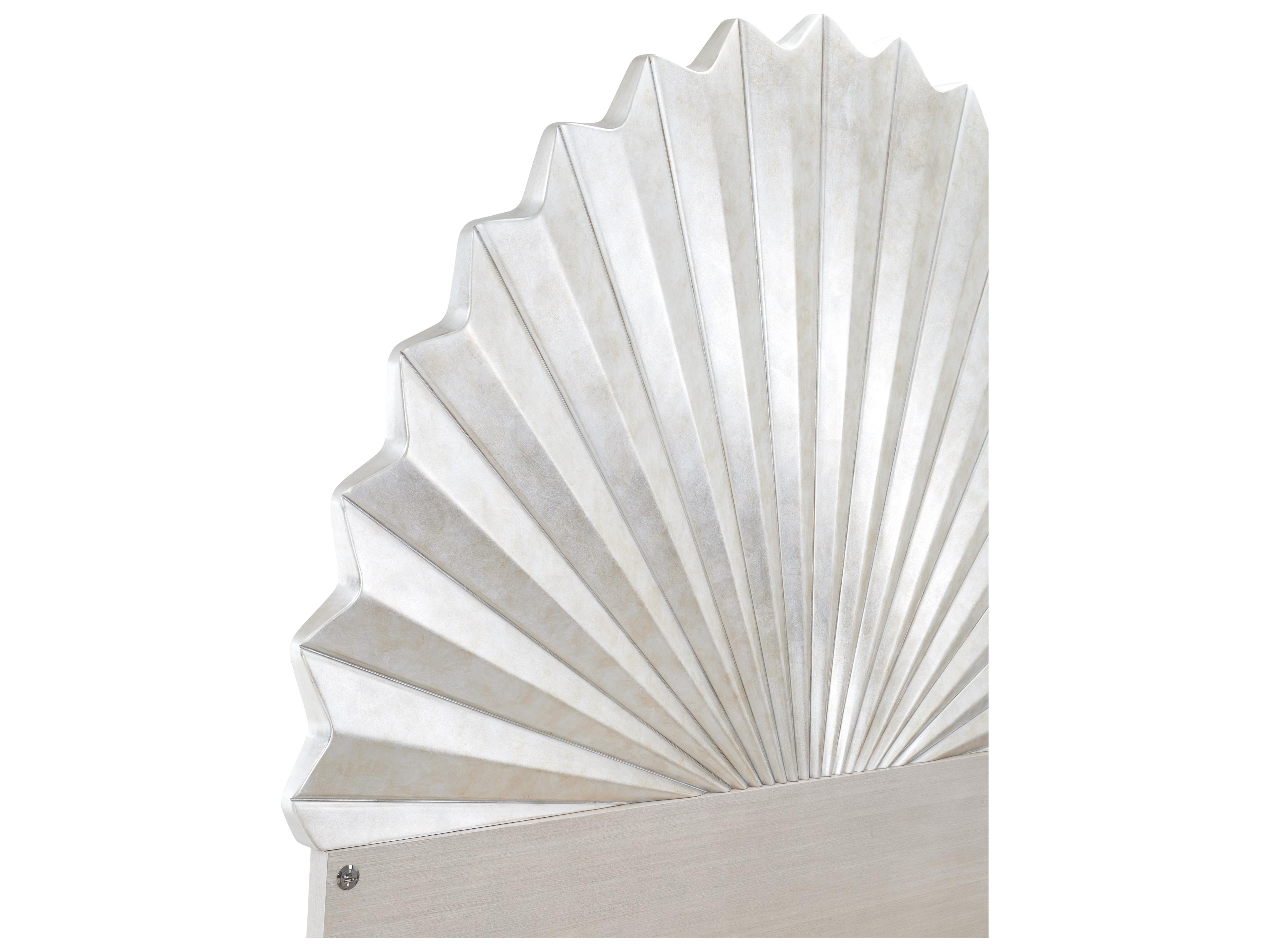 Luxecor Gilded Silver Leaf Gray Poplar Wood King Platform Bed