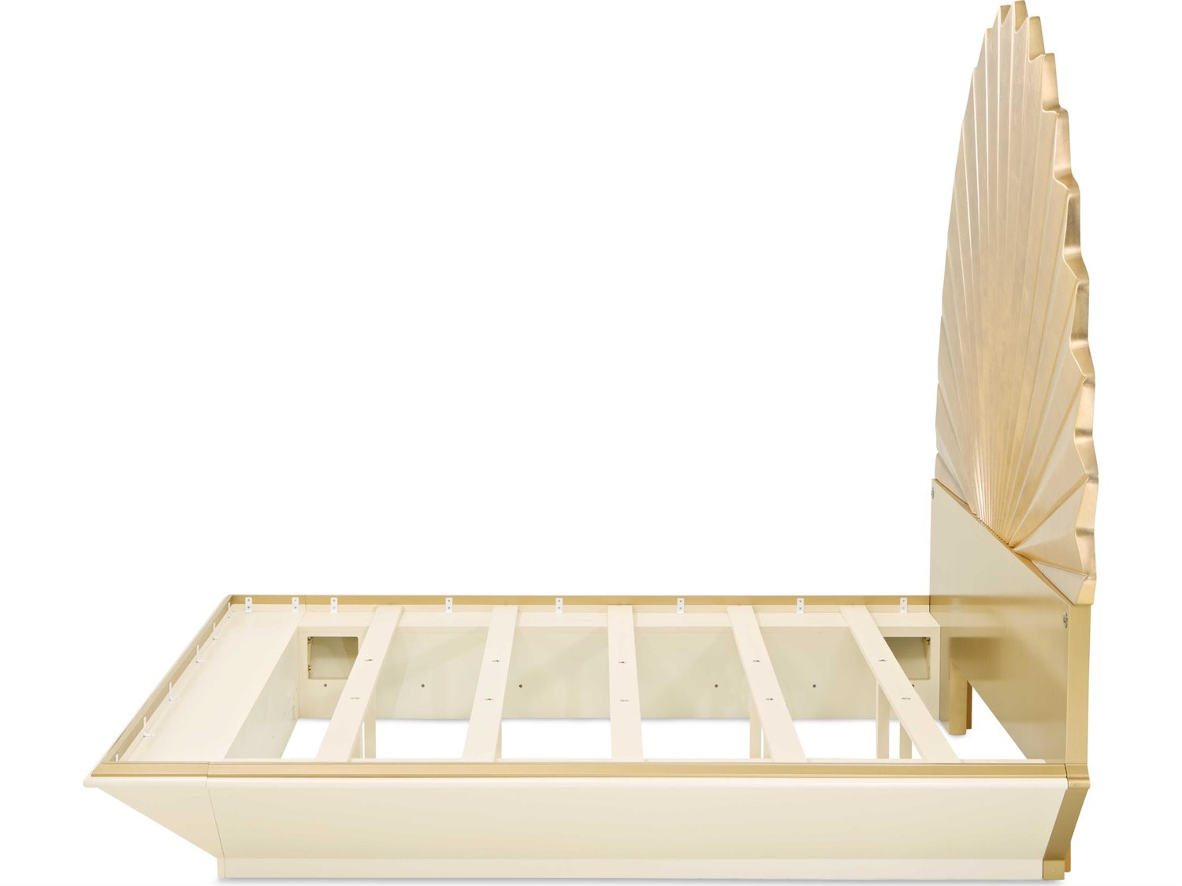 Luxecor Gilded Gold Leaf Poplar Wood King Platform Bed