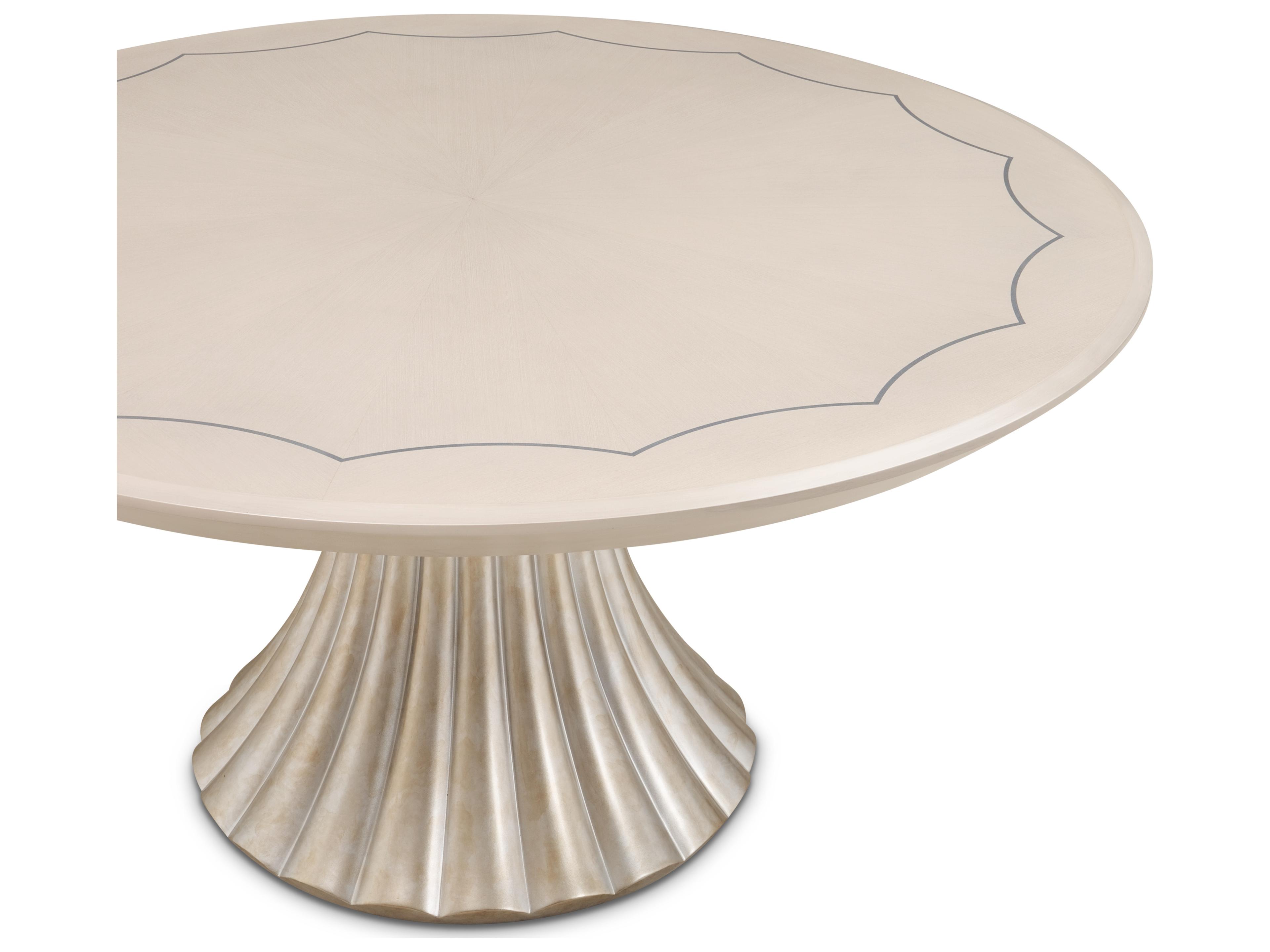 Luxecor Gilded Round Wood Silver Mist Dining Table