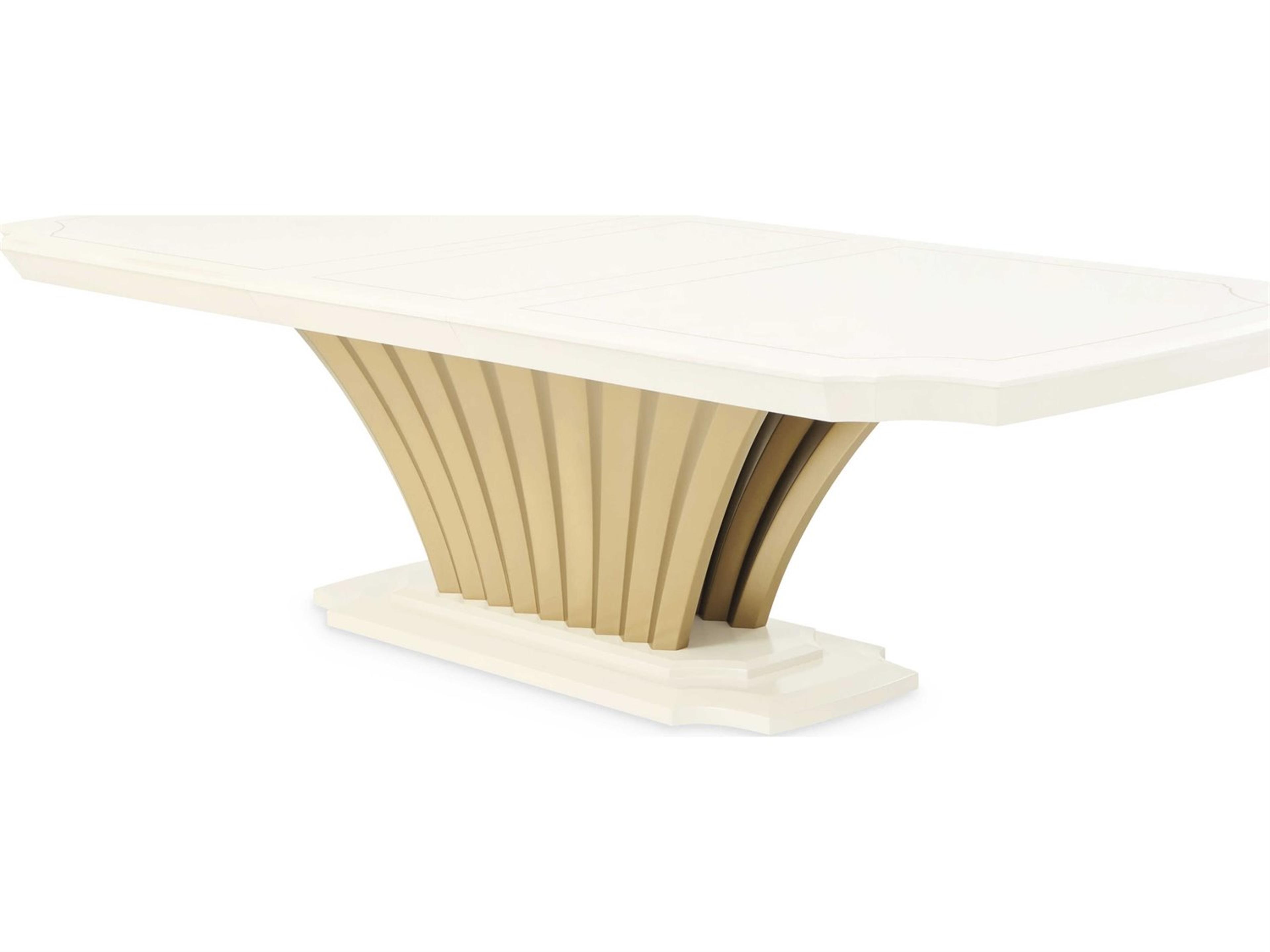 Luxecor Gilded Rectangular Wood Creamy Pearl Dining Table