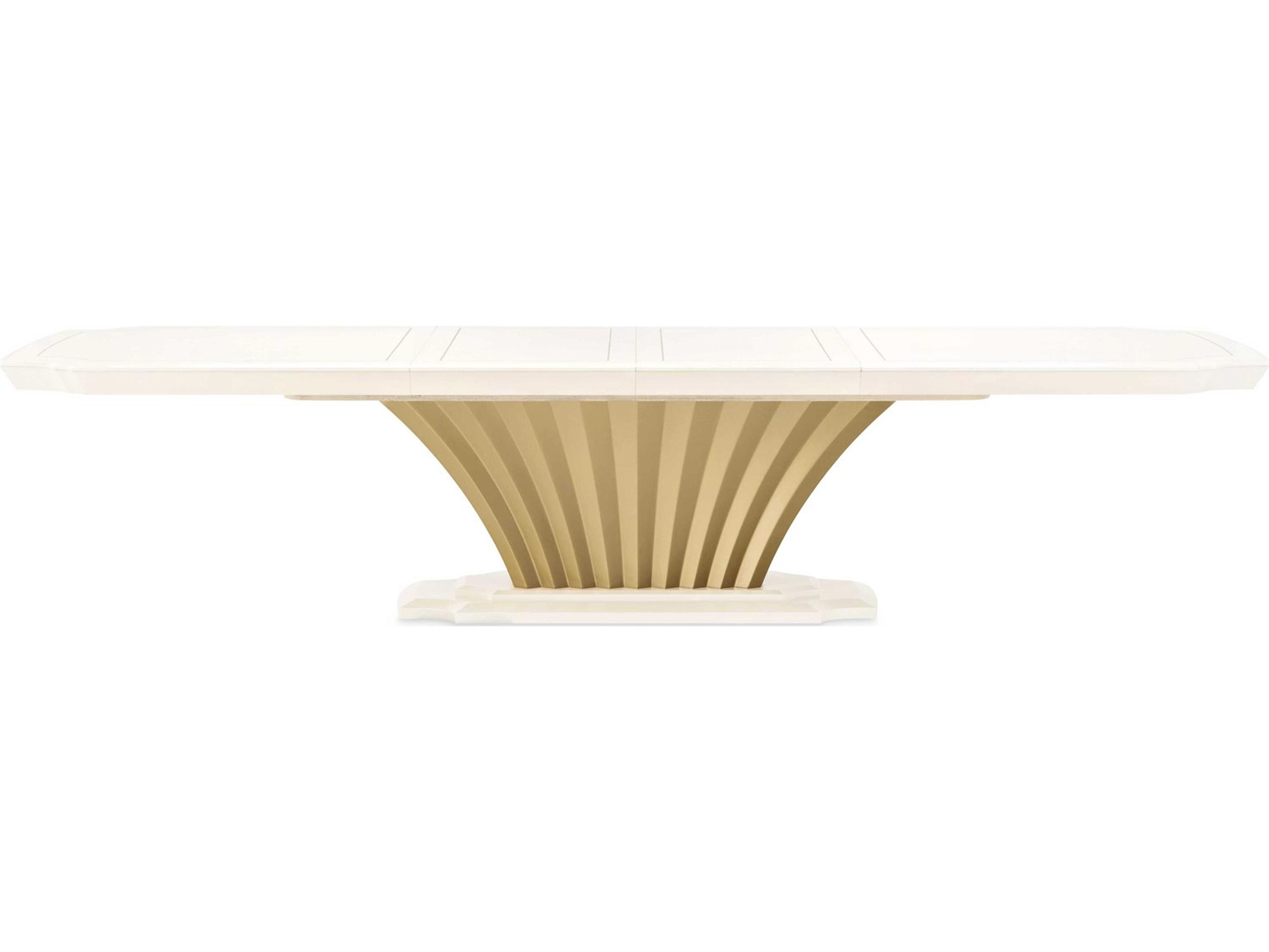 Luxecor Gilded Rectangular Wood Creamy Pearl Dining Table