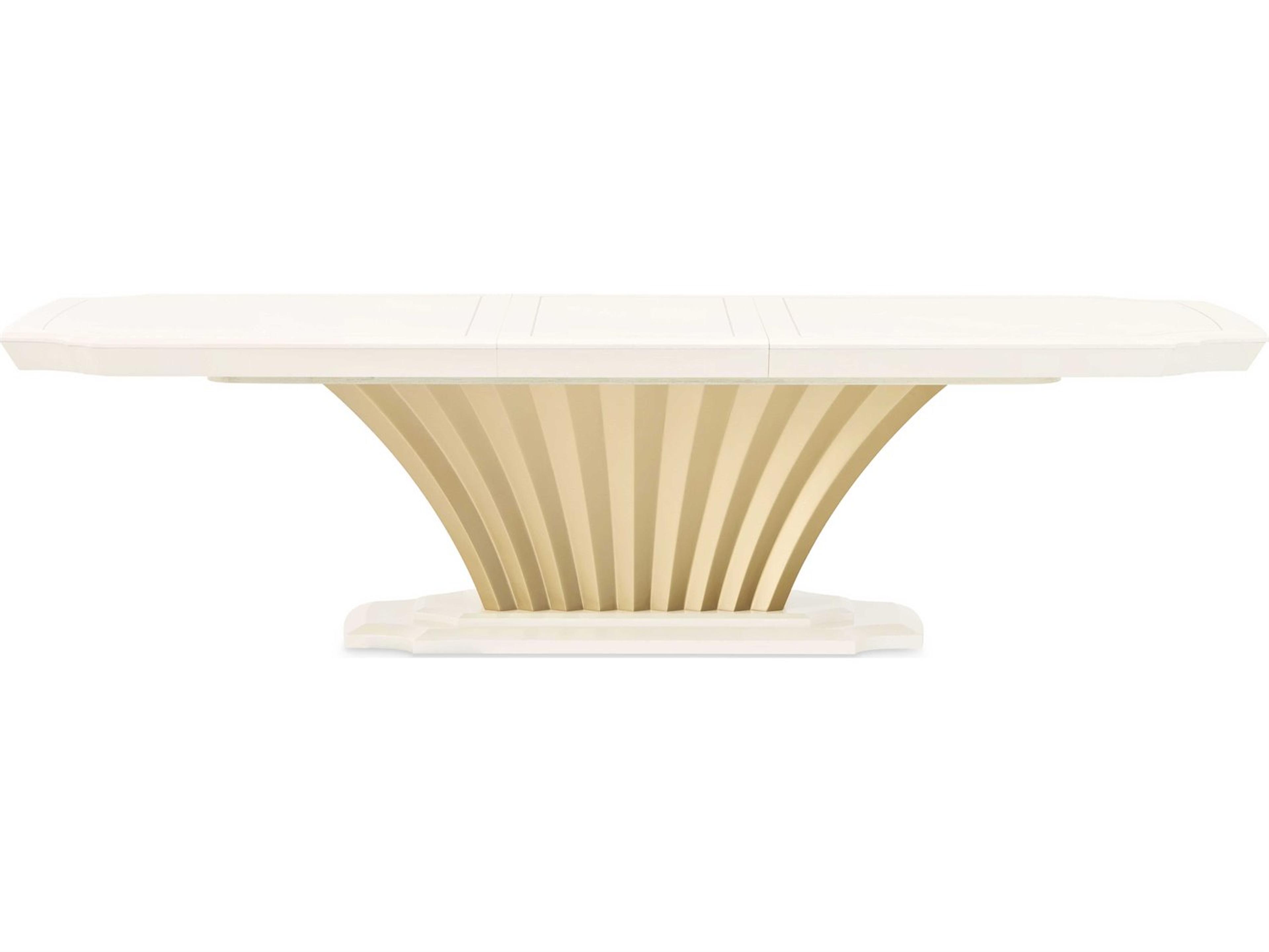 Luxecor Gilded Rectangular Wood Creamy Pearl Dining Table