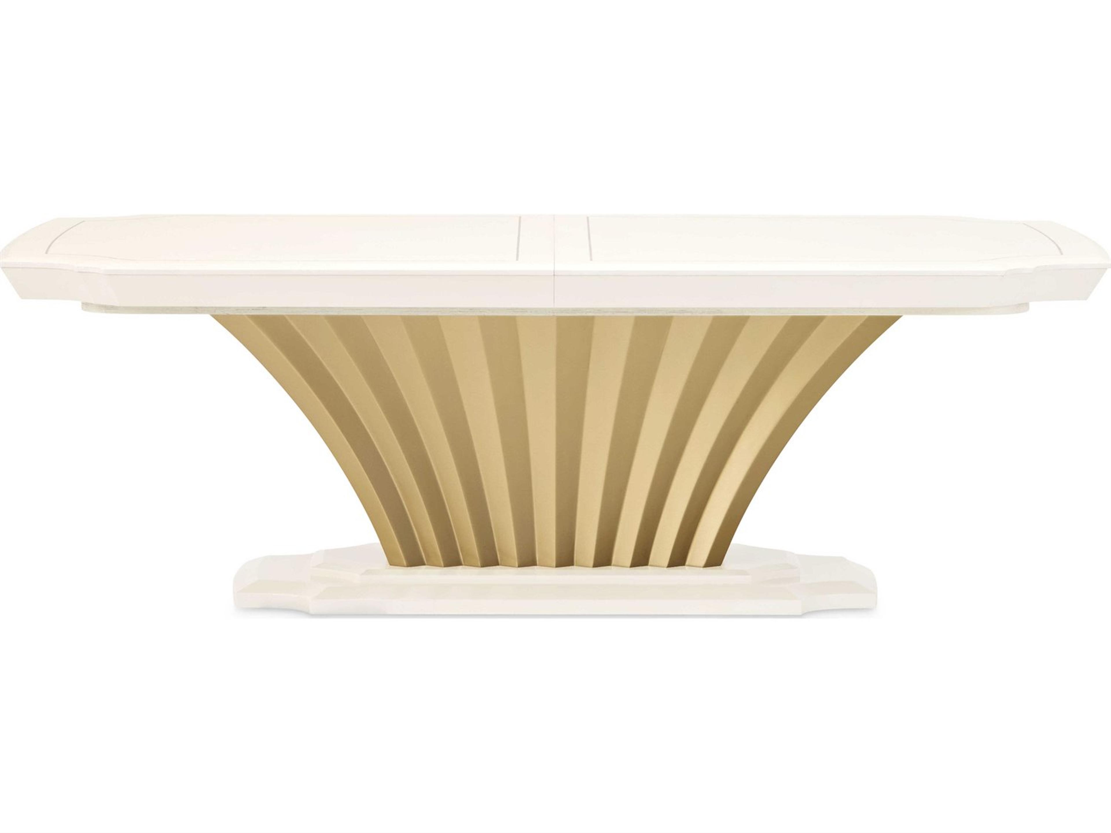 Luxecor Gilded Rectangular Wood Creamy Pearl Dining Table