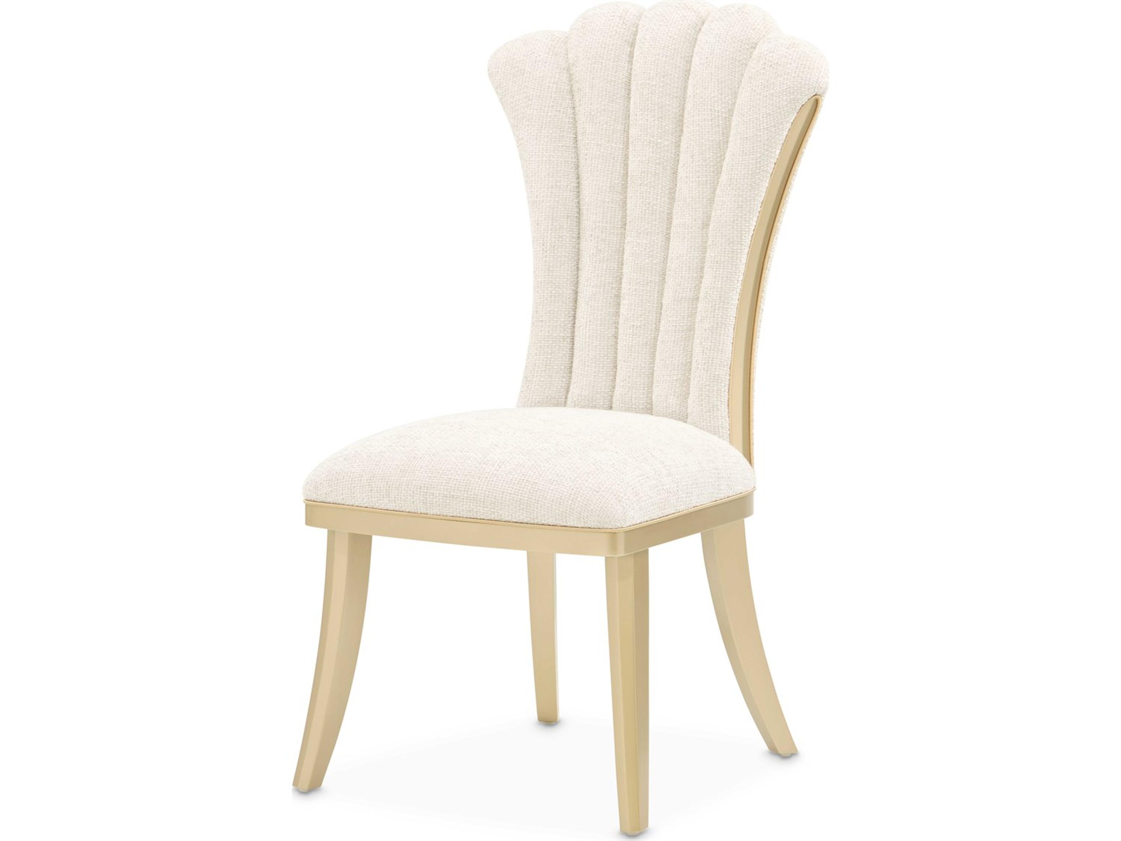 Gilded Rubberwood Gold Upholstered Armless Dining Chair Set of 2