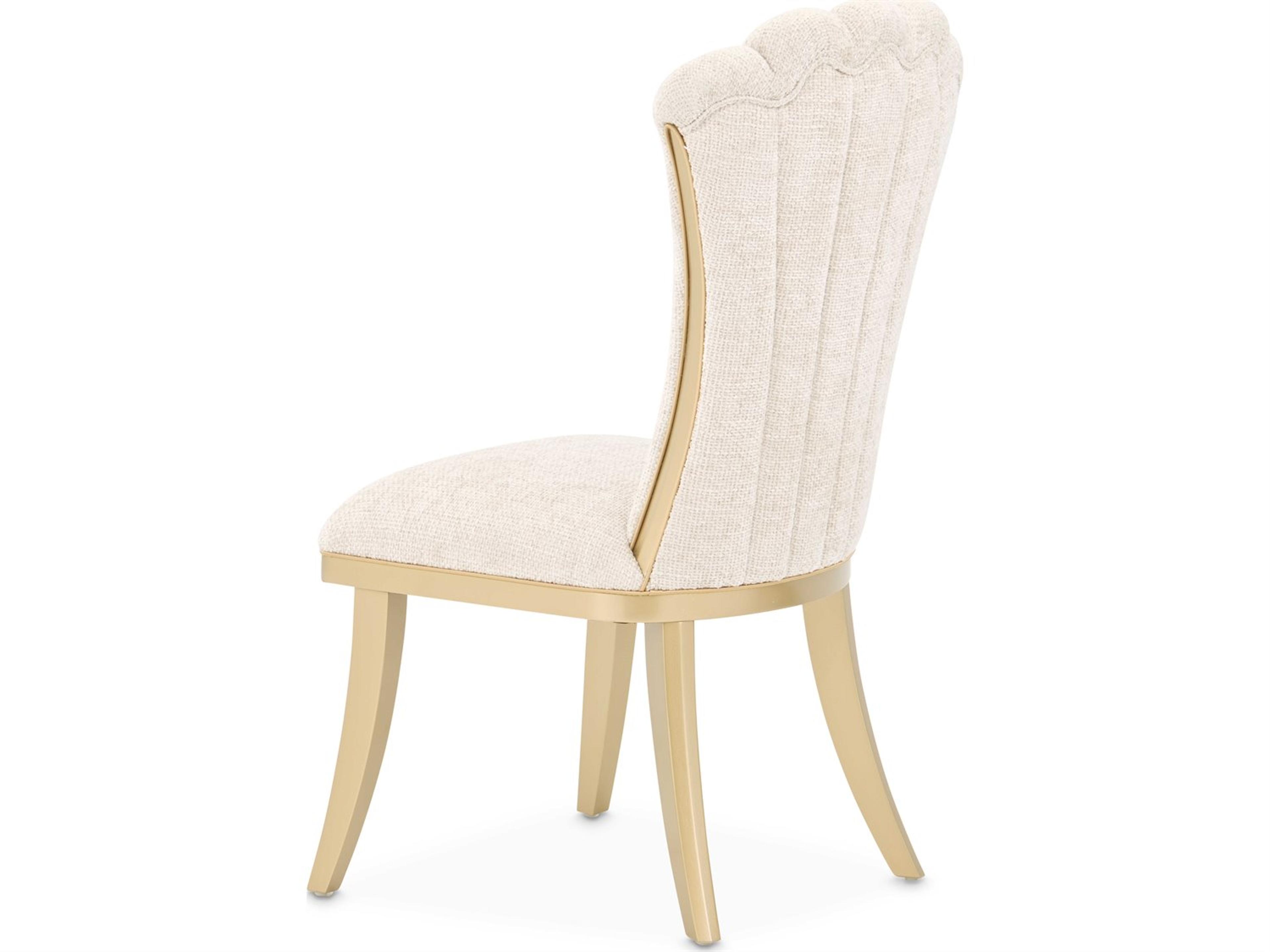 Luxecor Gilded Rubberwood Gold Upholstered Armless Dining Chair Set of 2