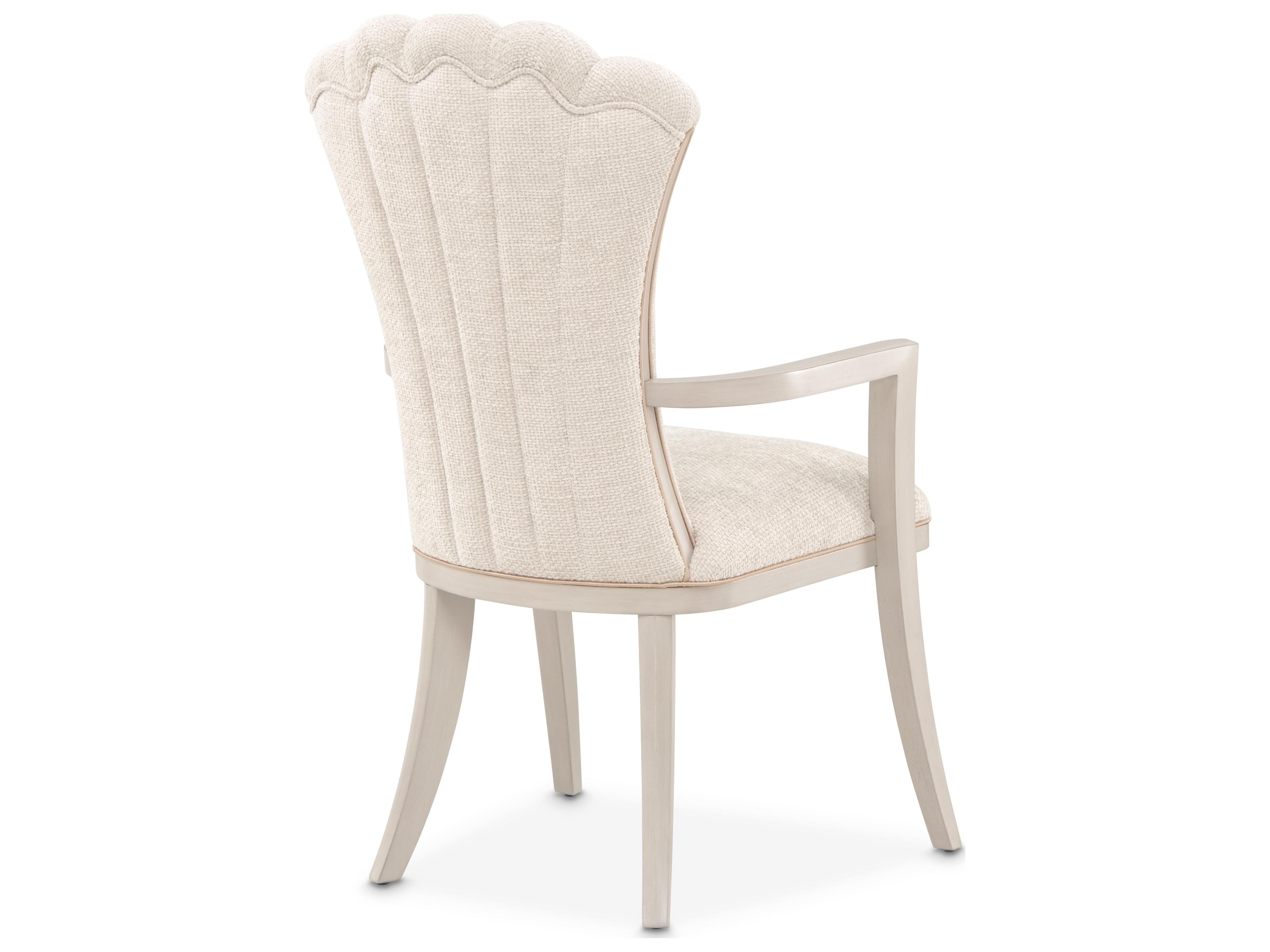 Luxecor Gilded Poplar Wood Beige Upholstered Arm Dining Chair