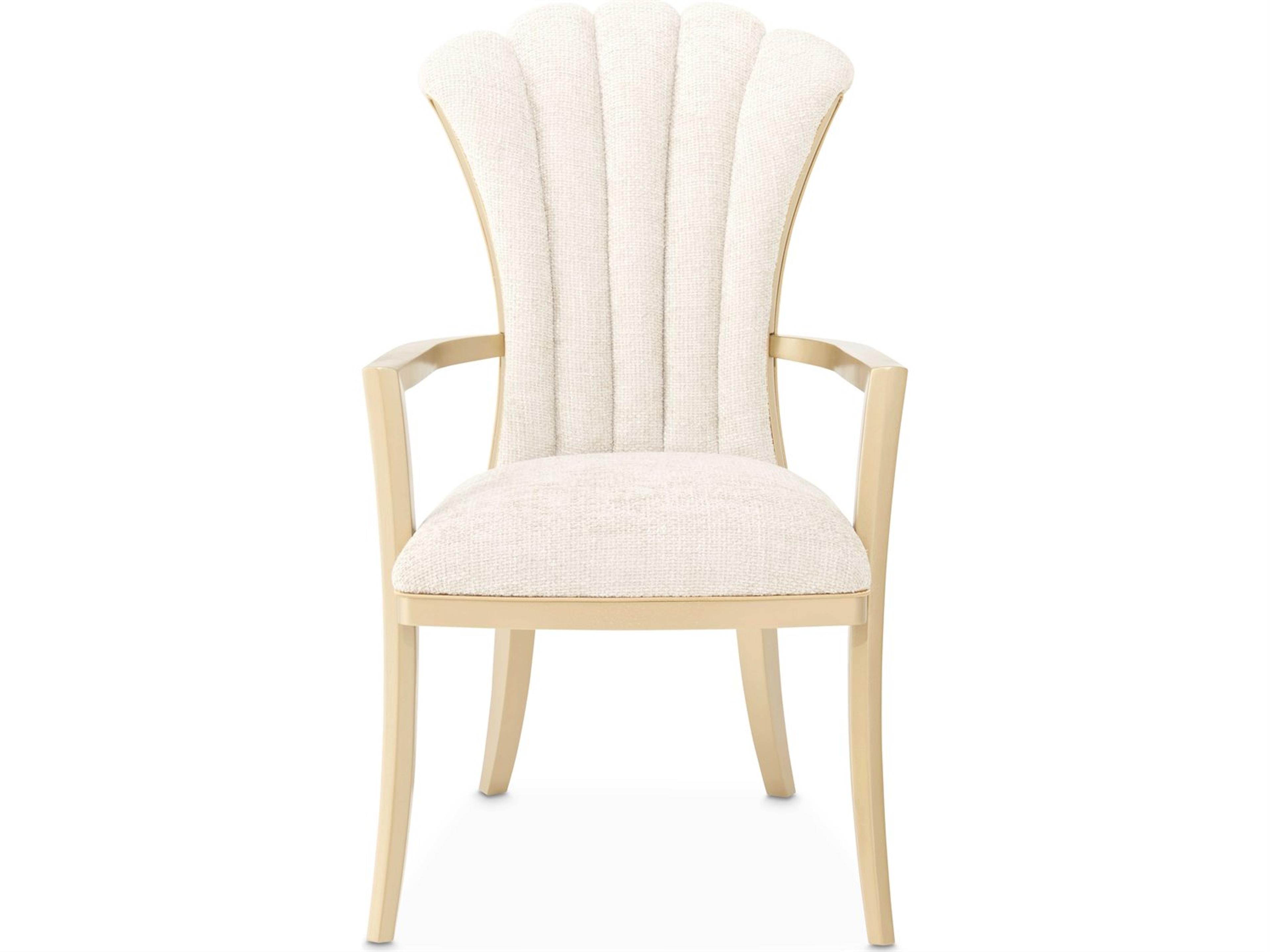 Luxecor Gilded Rubberwood Gold Upholstered Arm Dining Chair Set of 2