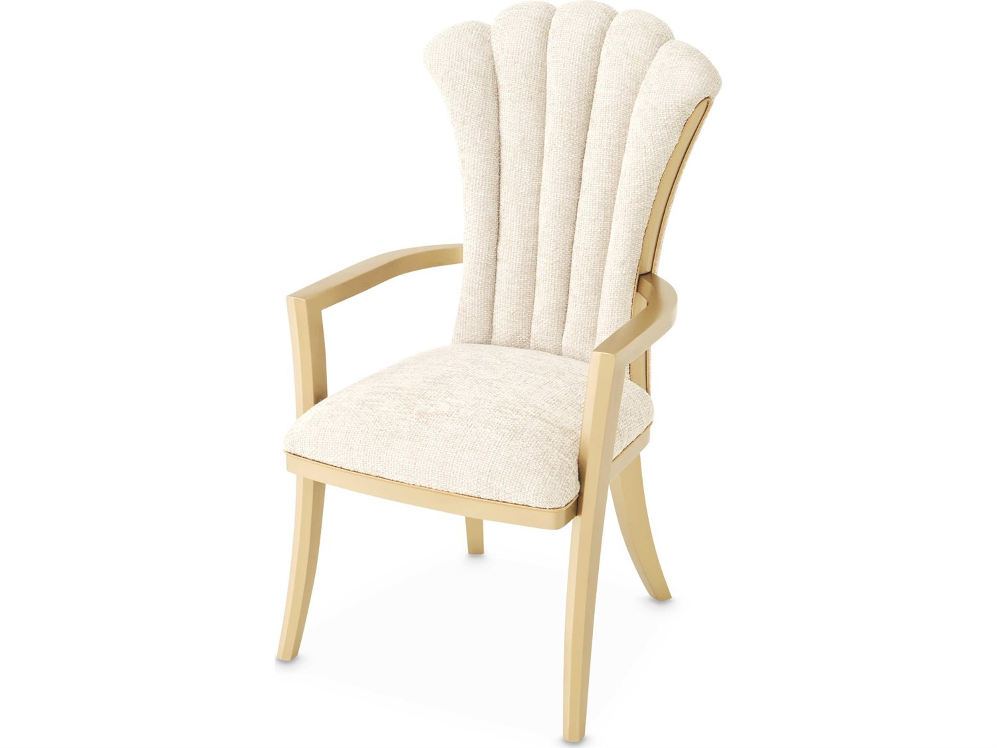Luxecor Gilded Rubberwood Gold Upholstered Arm Dining Chair Set of 2