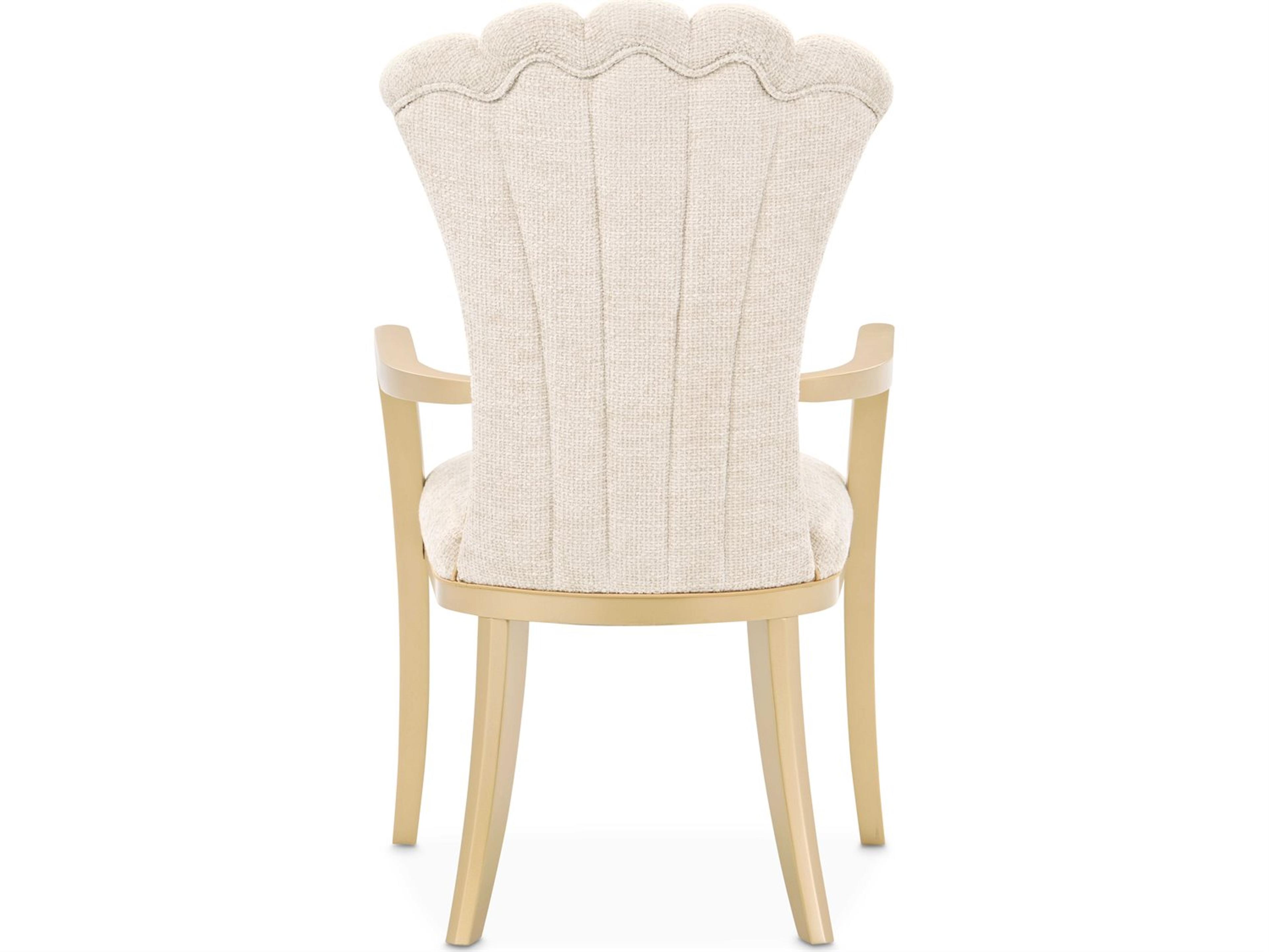 Luxecor Gilded Rubberwood Gold Upholstered Arm Dining Chair Set of 2