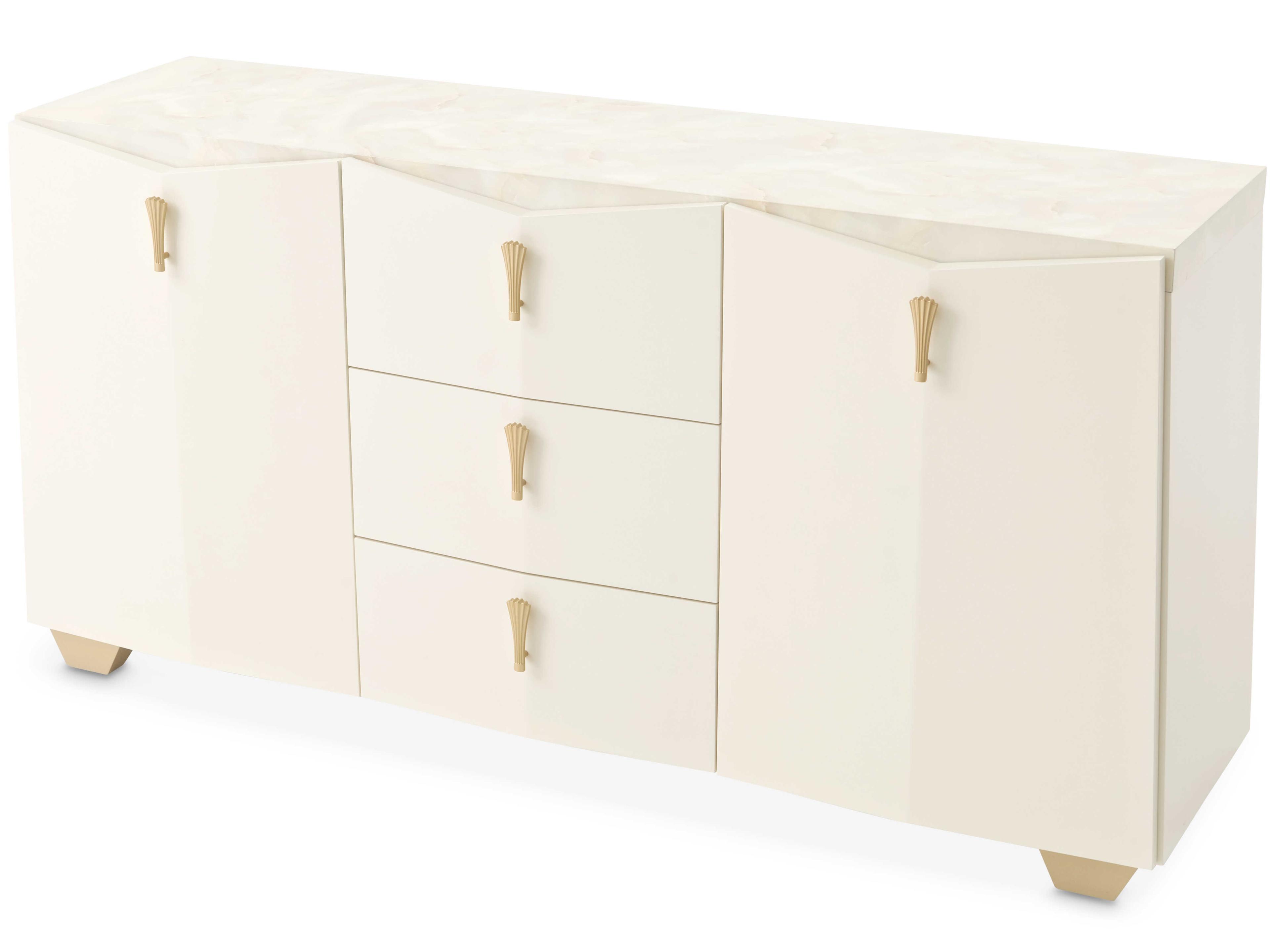 Luxecor Gilded 72" Poplar Wood Creamy Pearl Sideboard