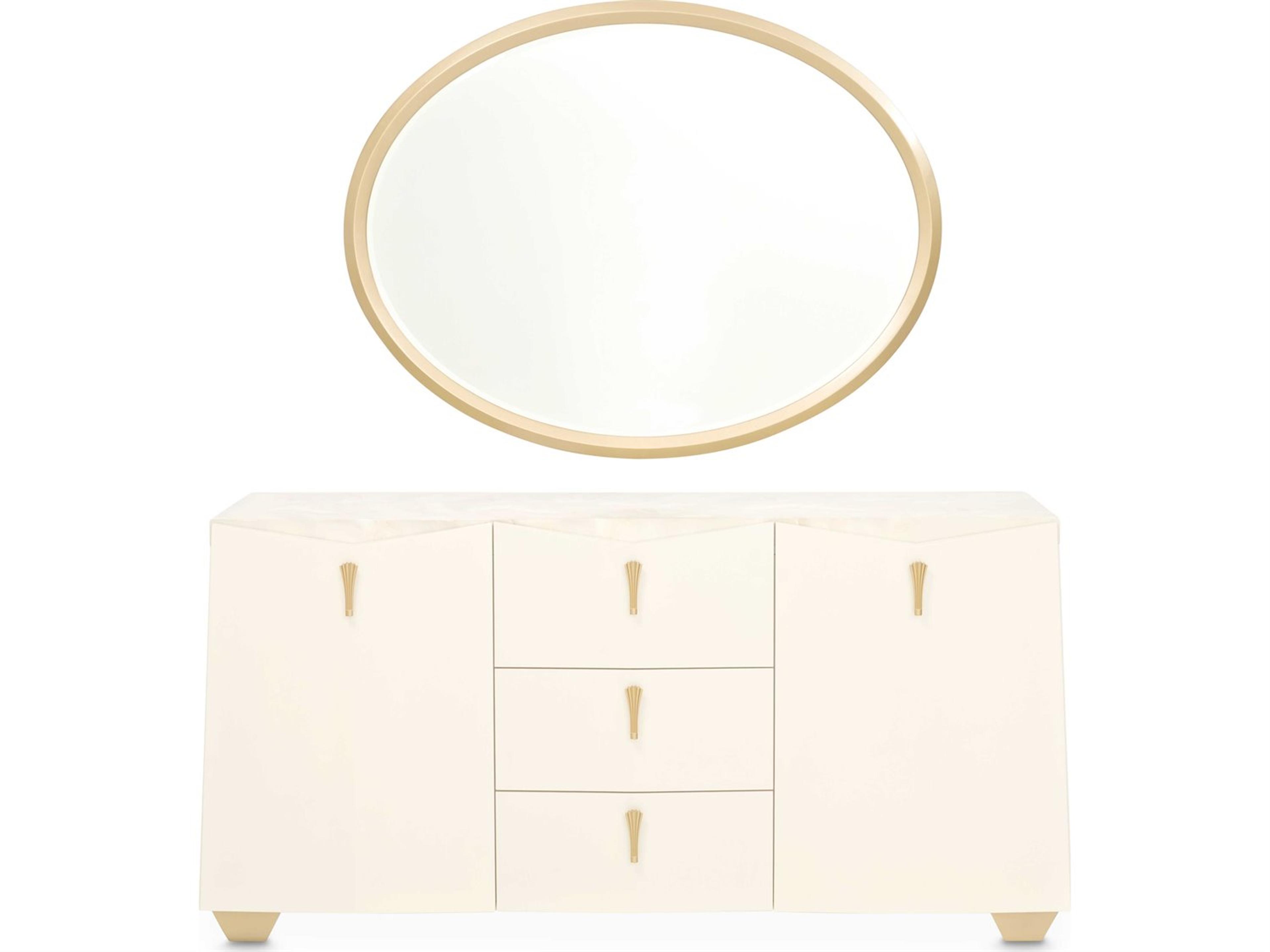 Luxecor Gilded 72" Poplar Wood Creamy Pearl Sideboard