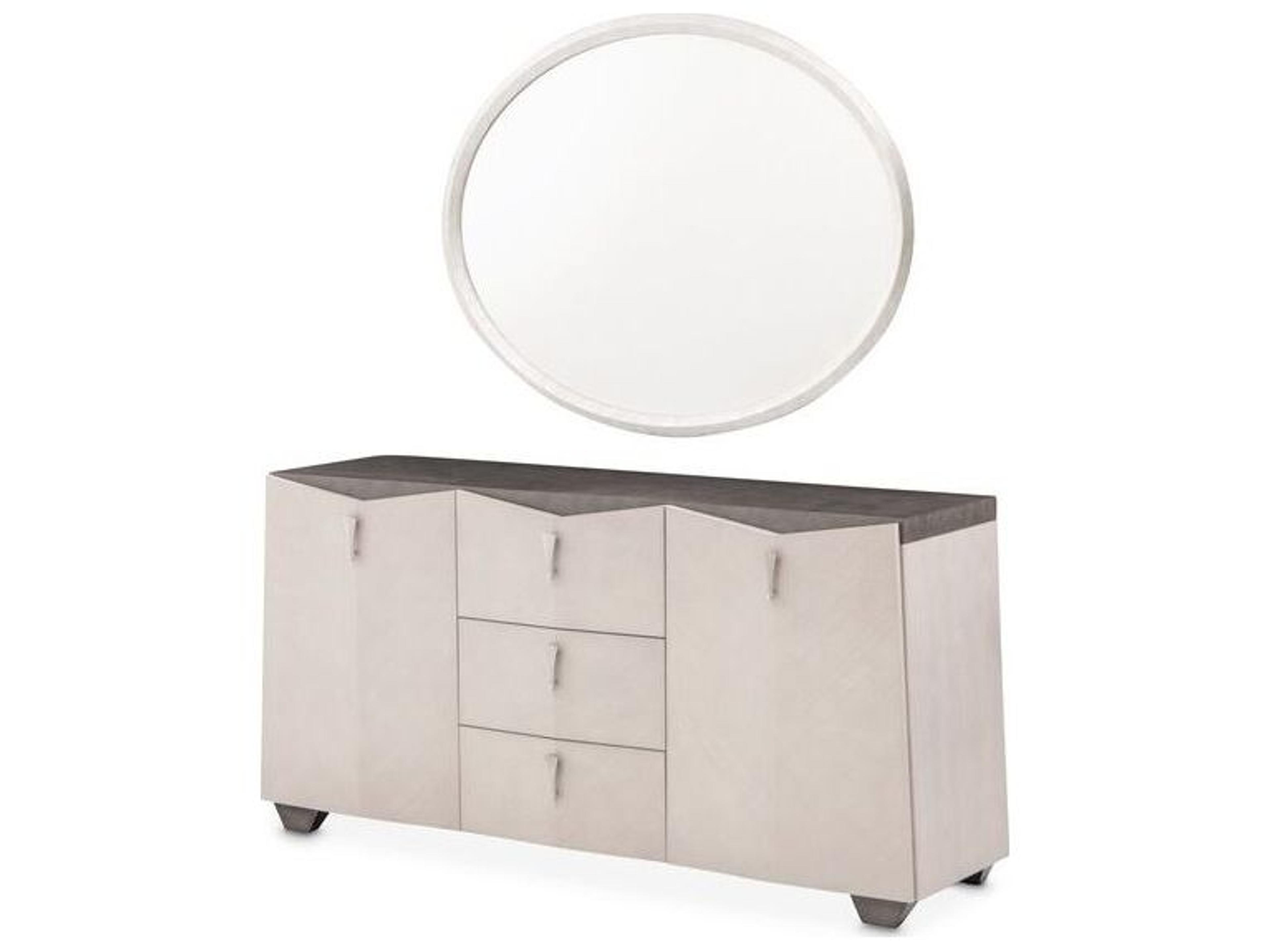 Fantosini 72" Poplar Wood Silver Mist Sideboard with Mirror