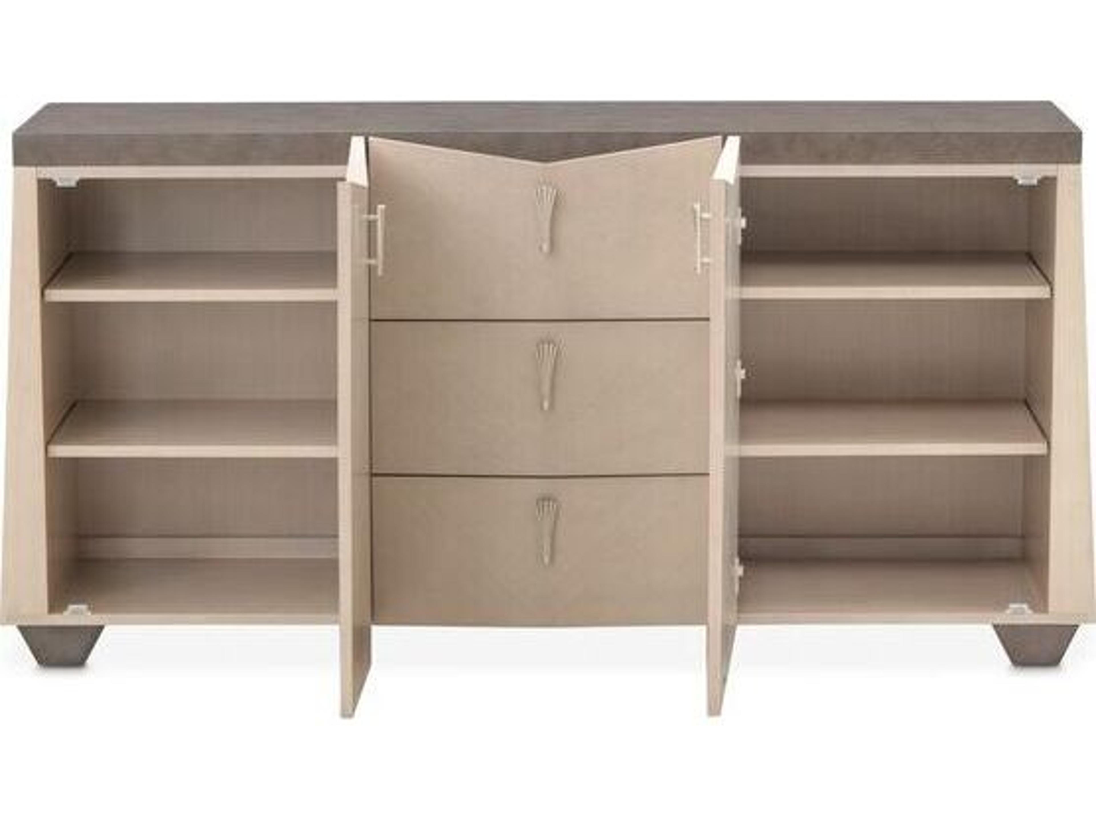 Luxecor Gilded 72" Poplar Wood Silver Mist Sideboard