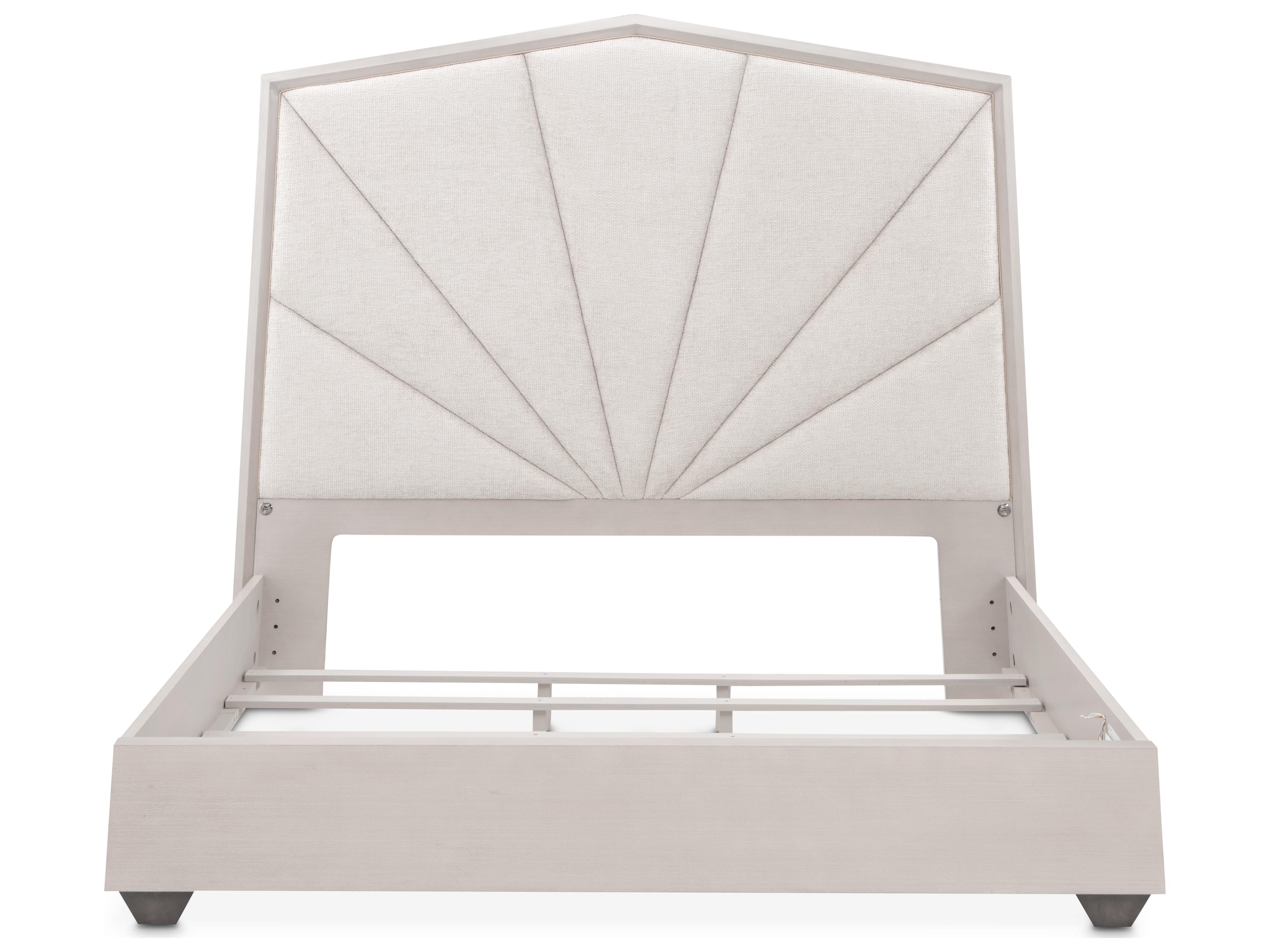 Luxecor Gilded Cappuccino Silver Mist Beige Poplar Wood Upholstered King Panel Bed