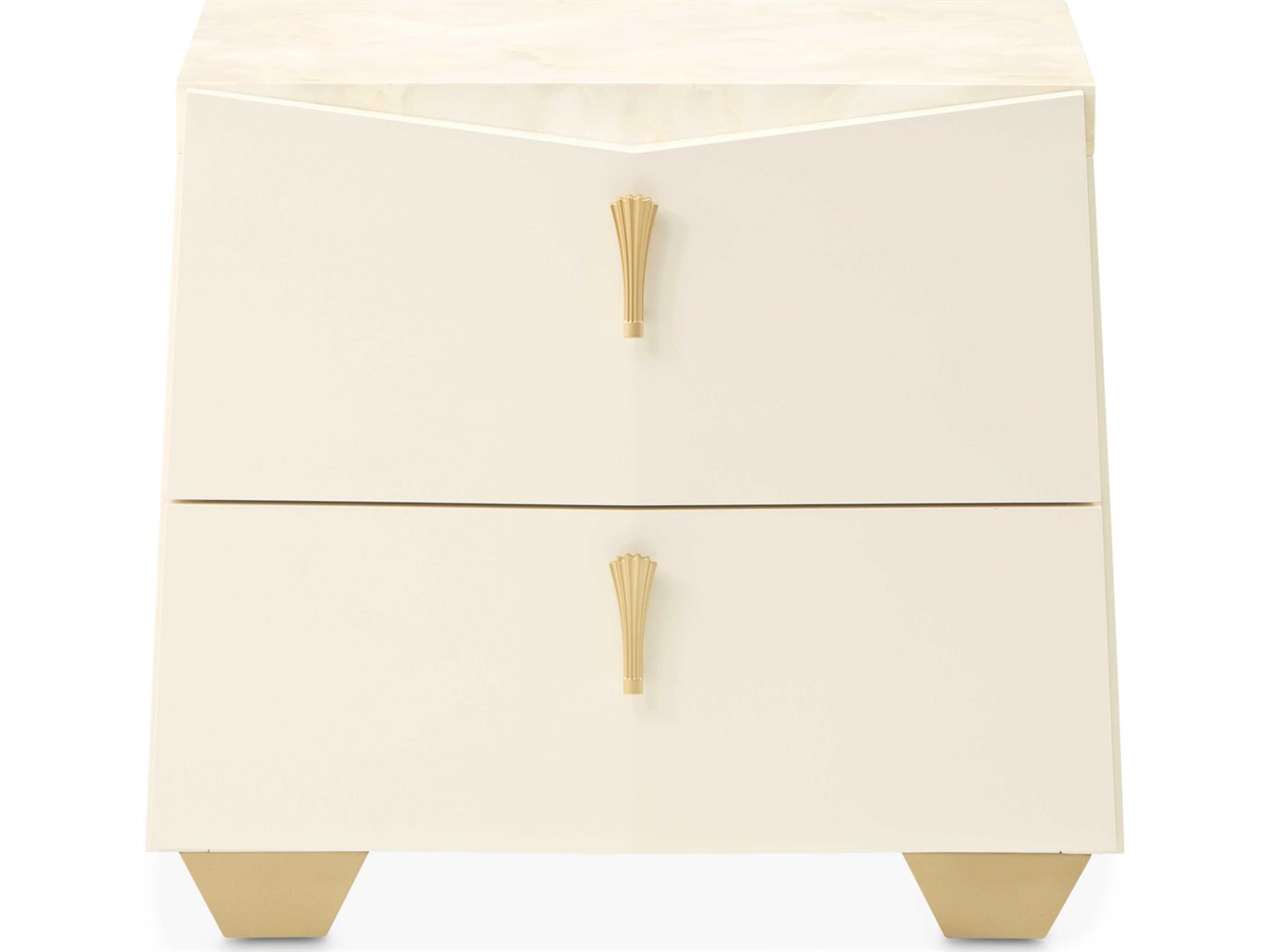 Luxecor Gilded 2-Drawers White Poplar Wood Nightstand