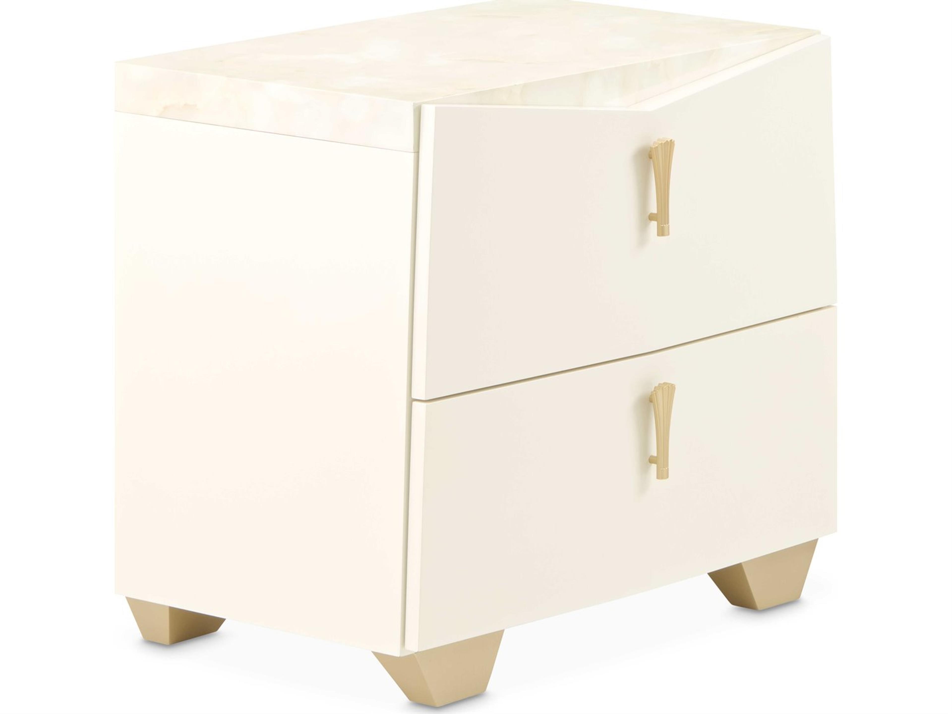 Luxecor Gilded 2-Drawers White Poplar Wood Nightstand