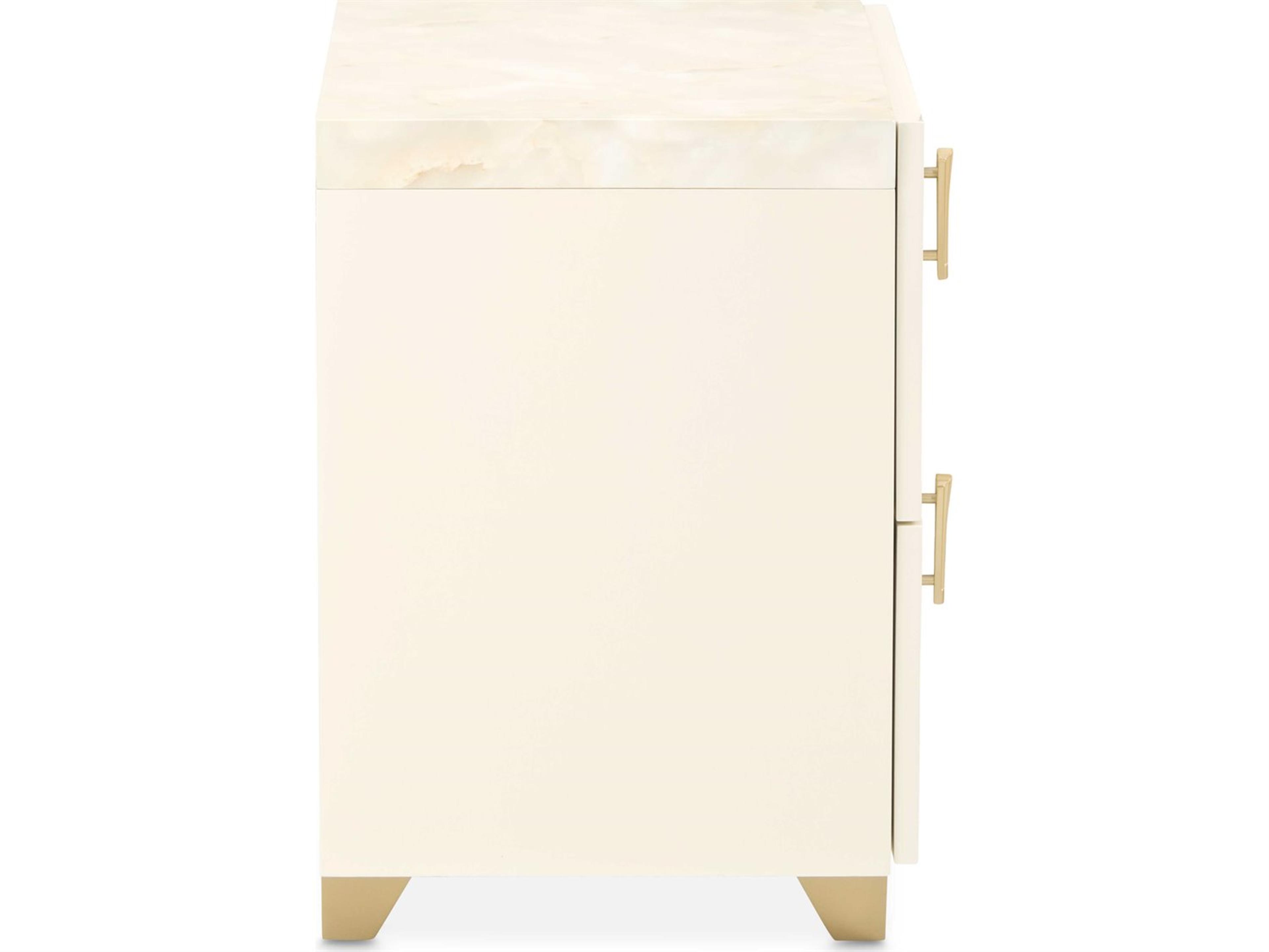 Luxecor Gilded 2-Drawers White Poplar Wood Nightstand