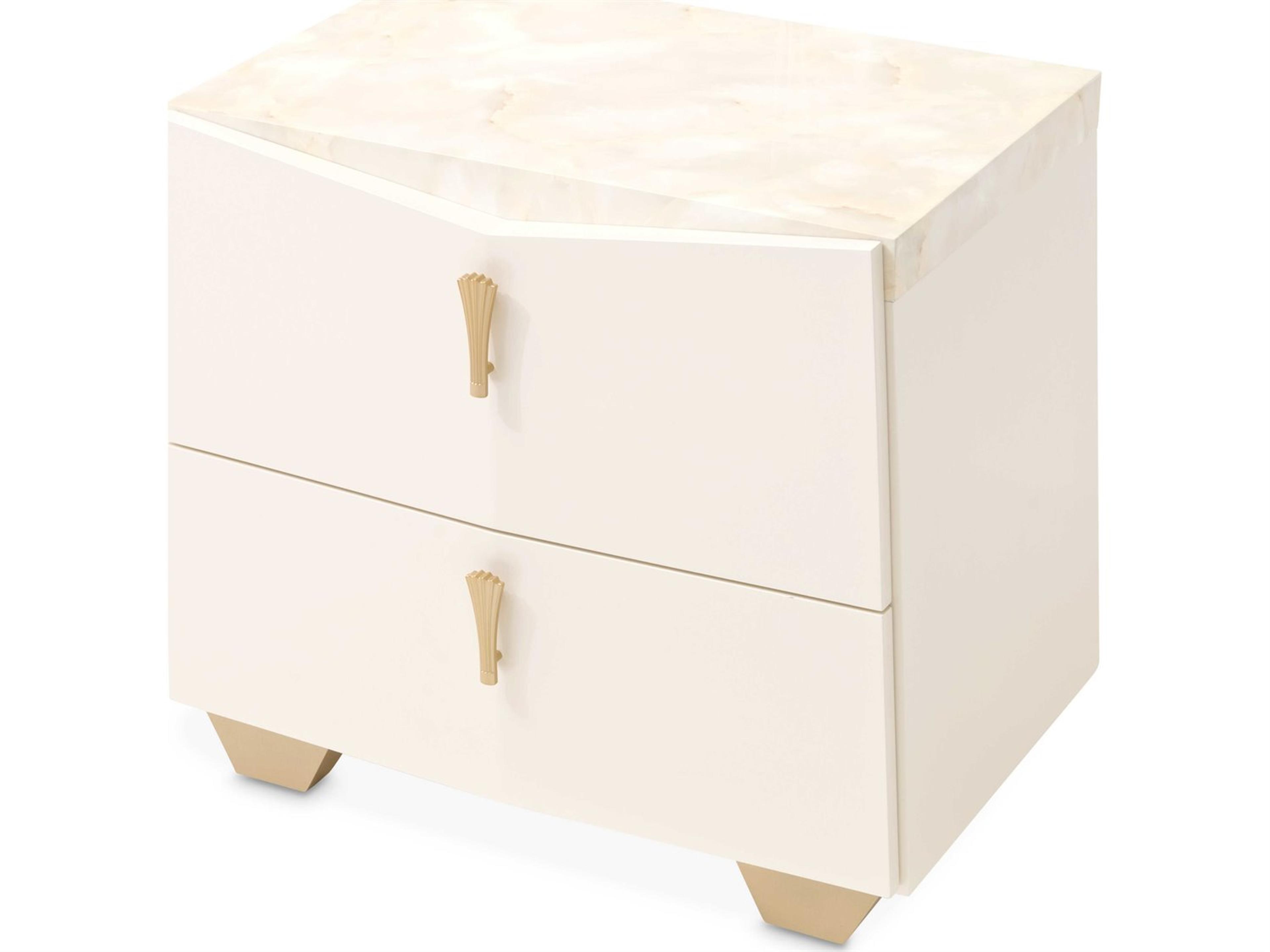 Luxecor Gilded 2-Drawers White Poplar Wood Nightstand