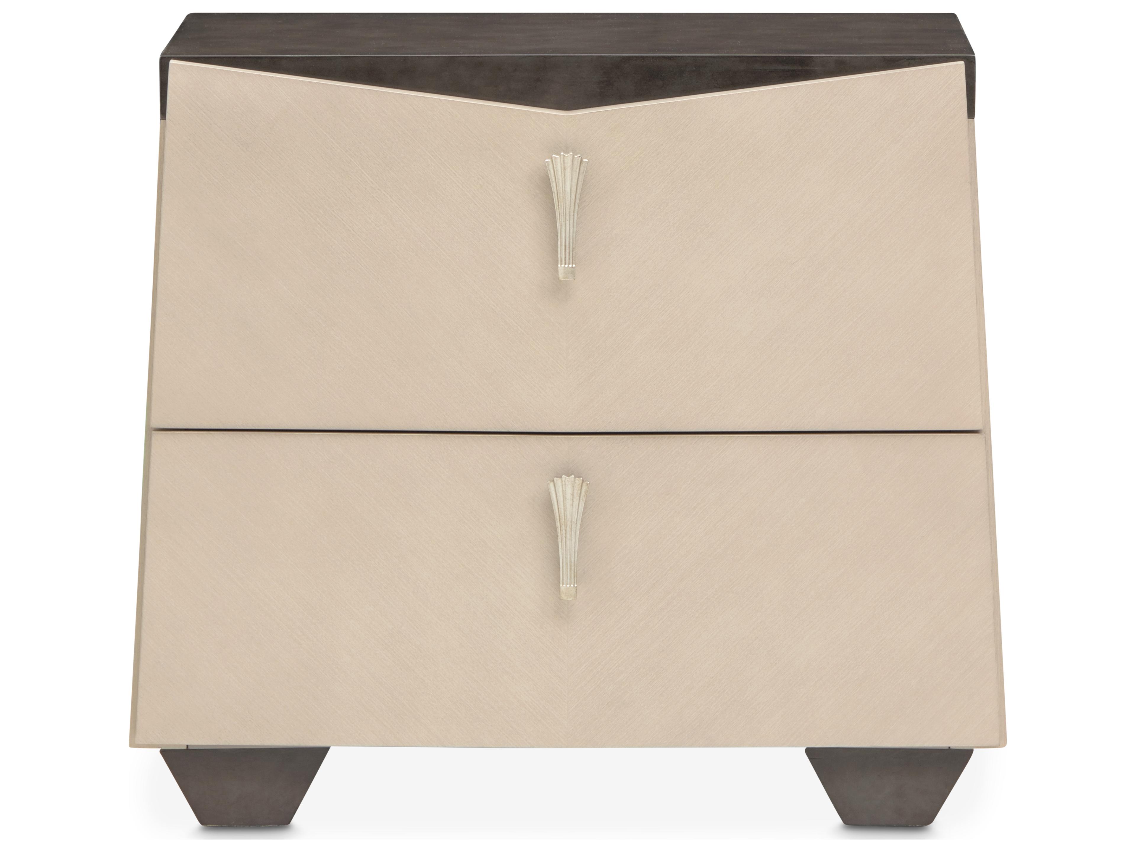 Luxecor Gilded 2-Drawers Beige Poplar Wood Nightstand
