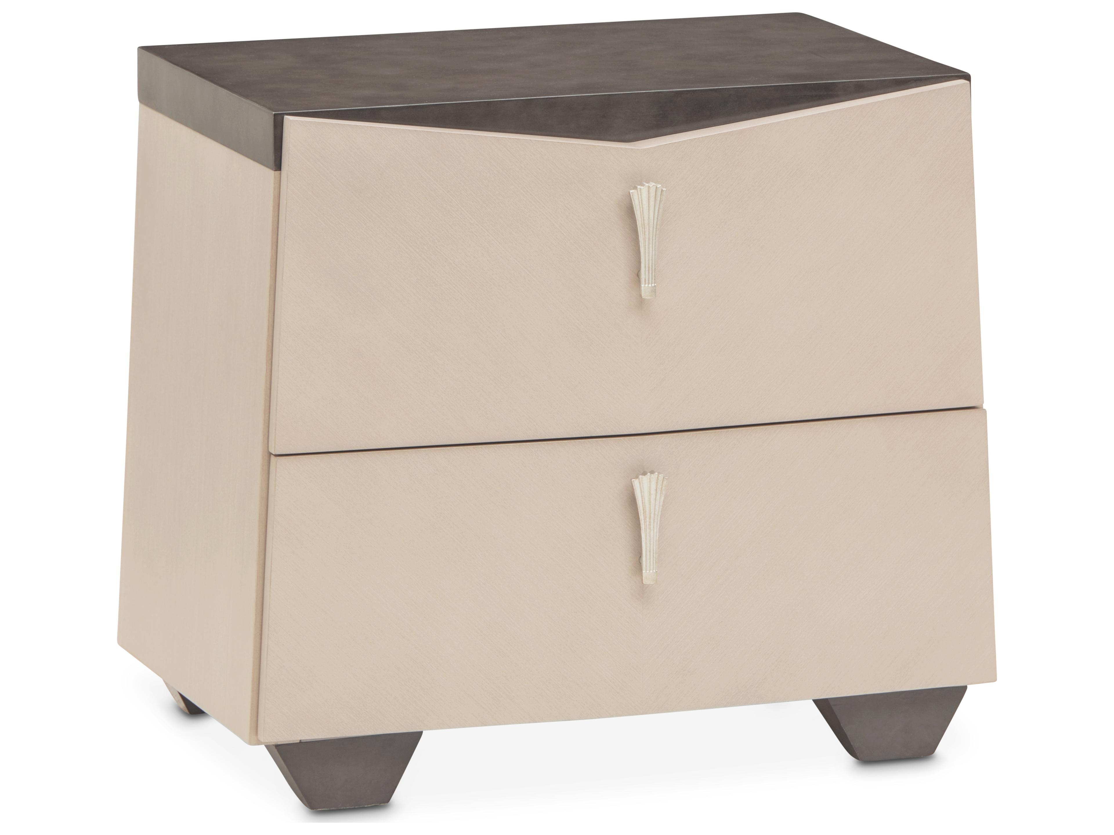 Fantosini 2-Drawers Beige Poplar Wood Nightstand