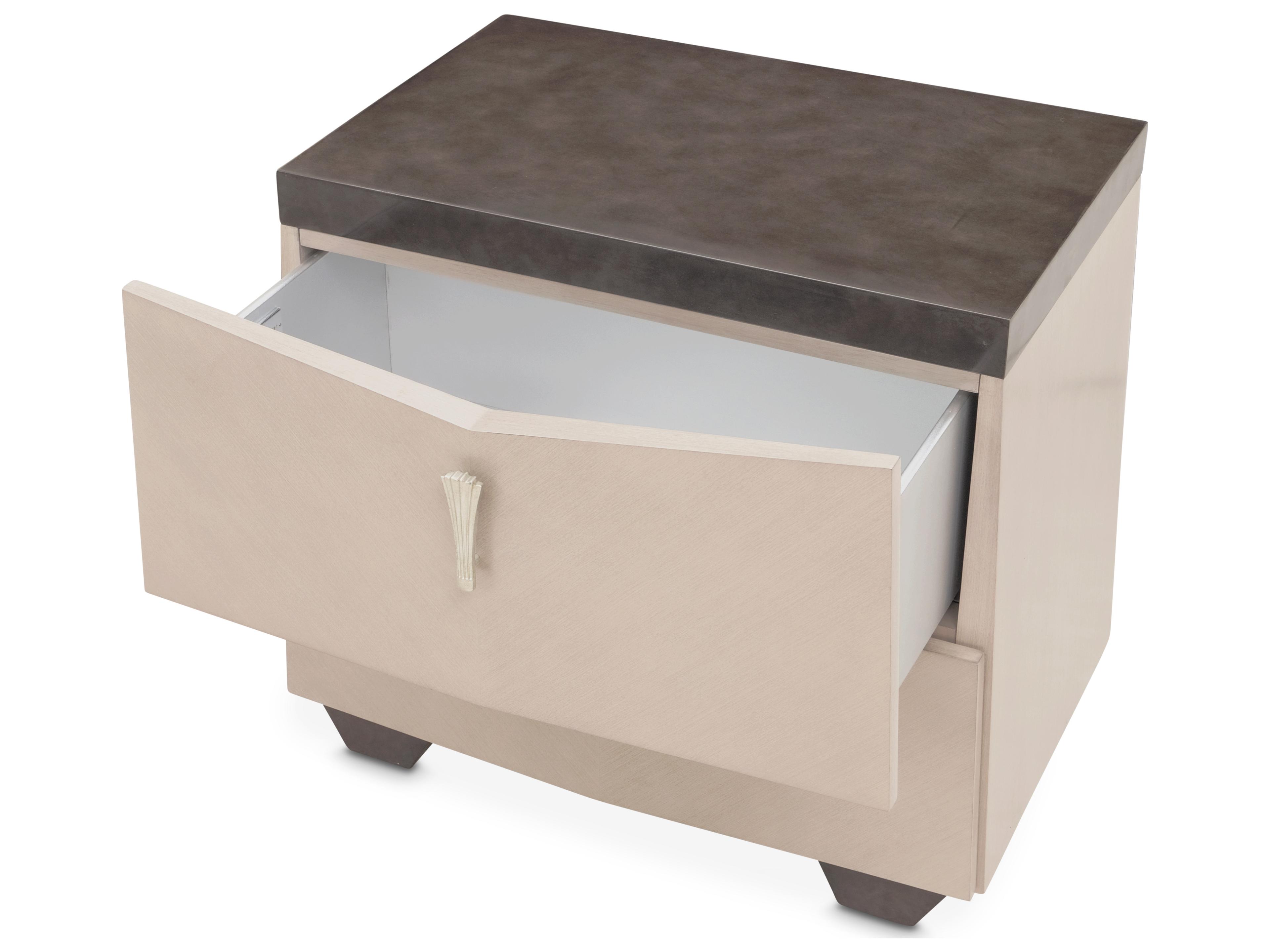 Luxecor Gilded 2-Drawers Beige Poplar Wood Nightstand