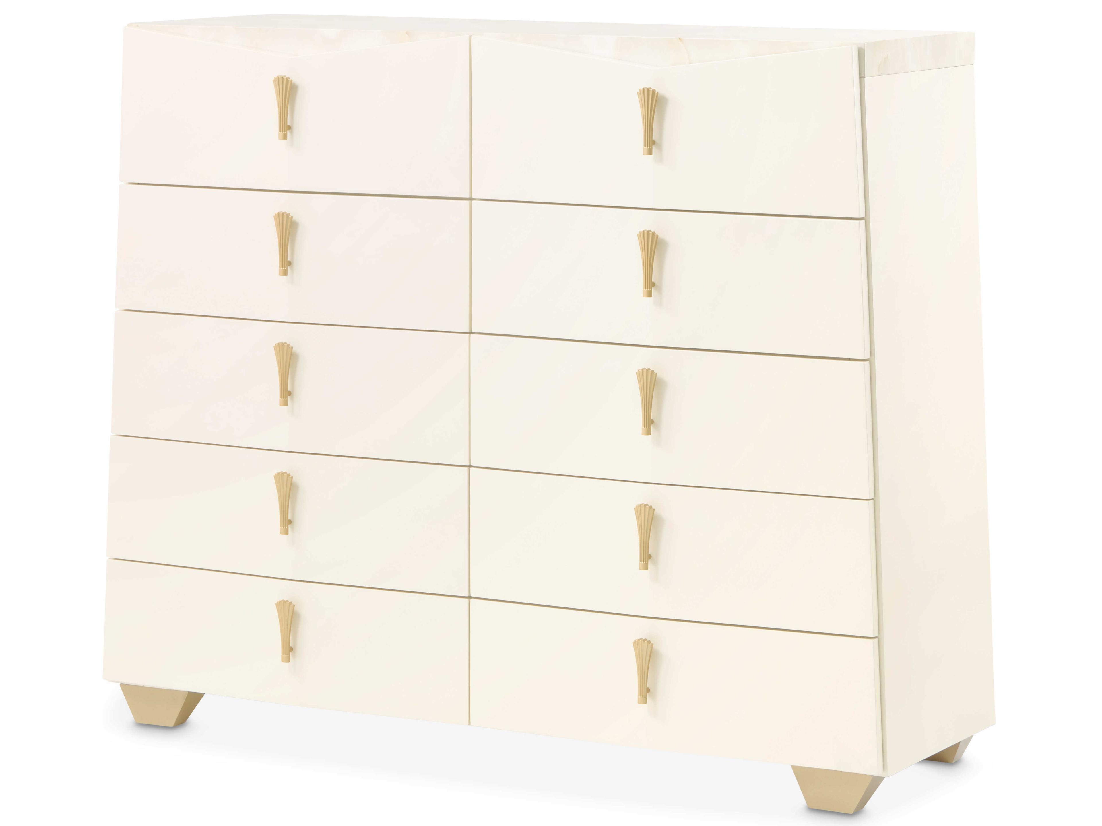 Fantosini Gold 10-Drawer Chest in Creamy Pearl