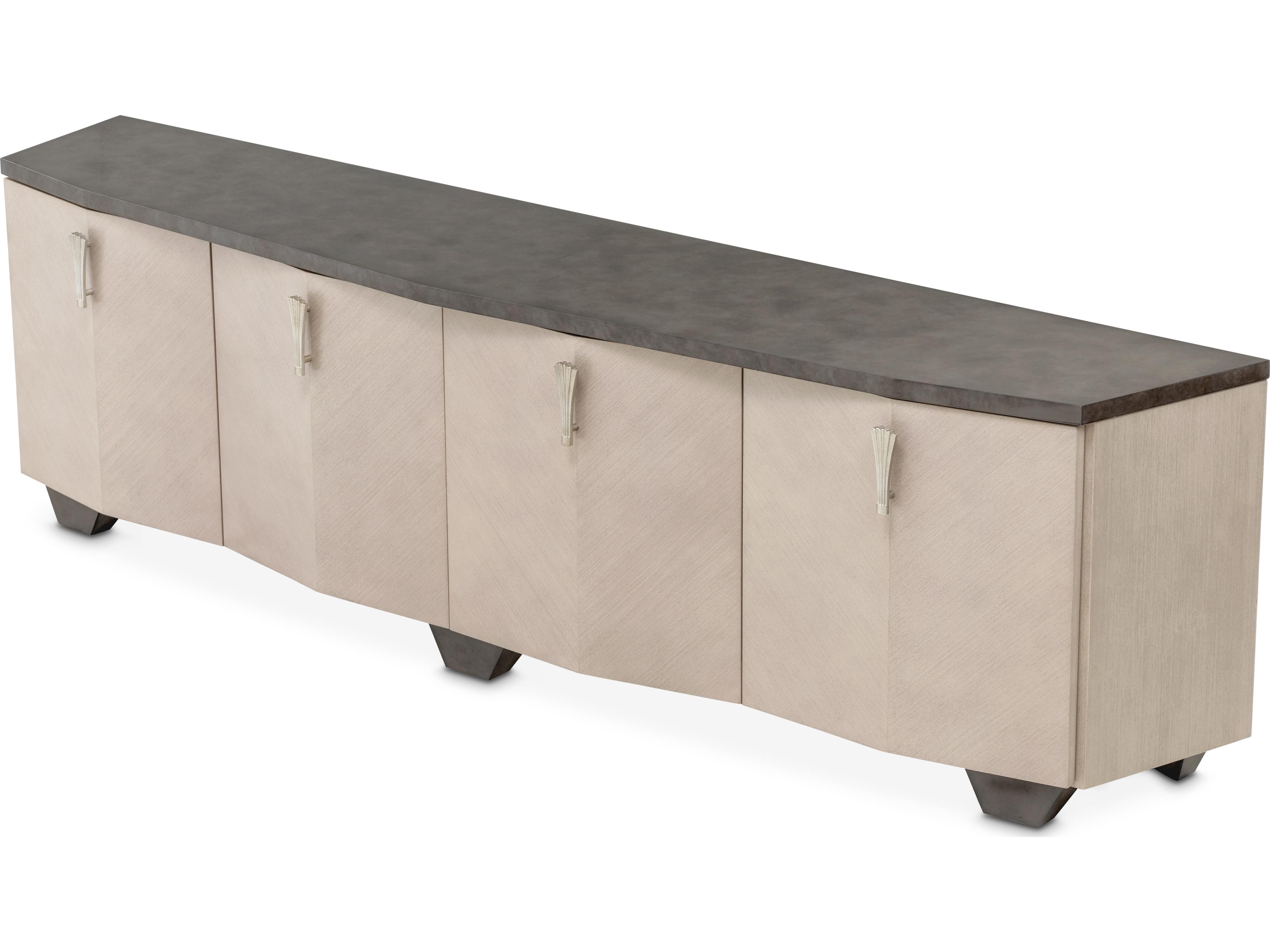 Luxecor Gilded 80" Poplar Wood Silver Mist Media Console