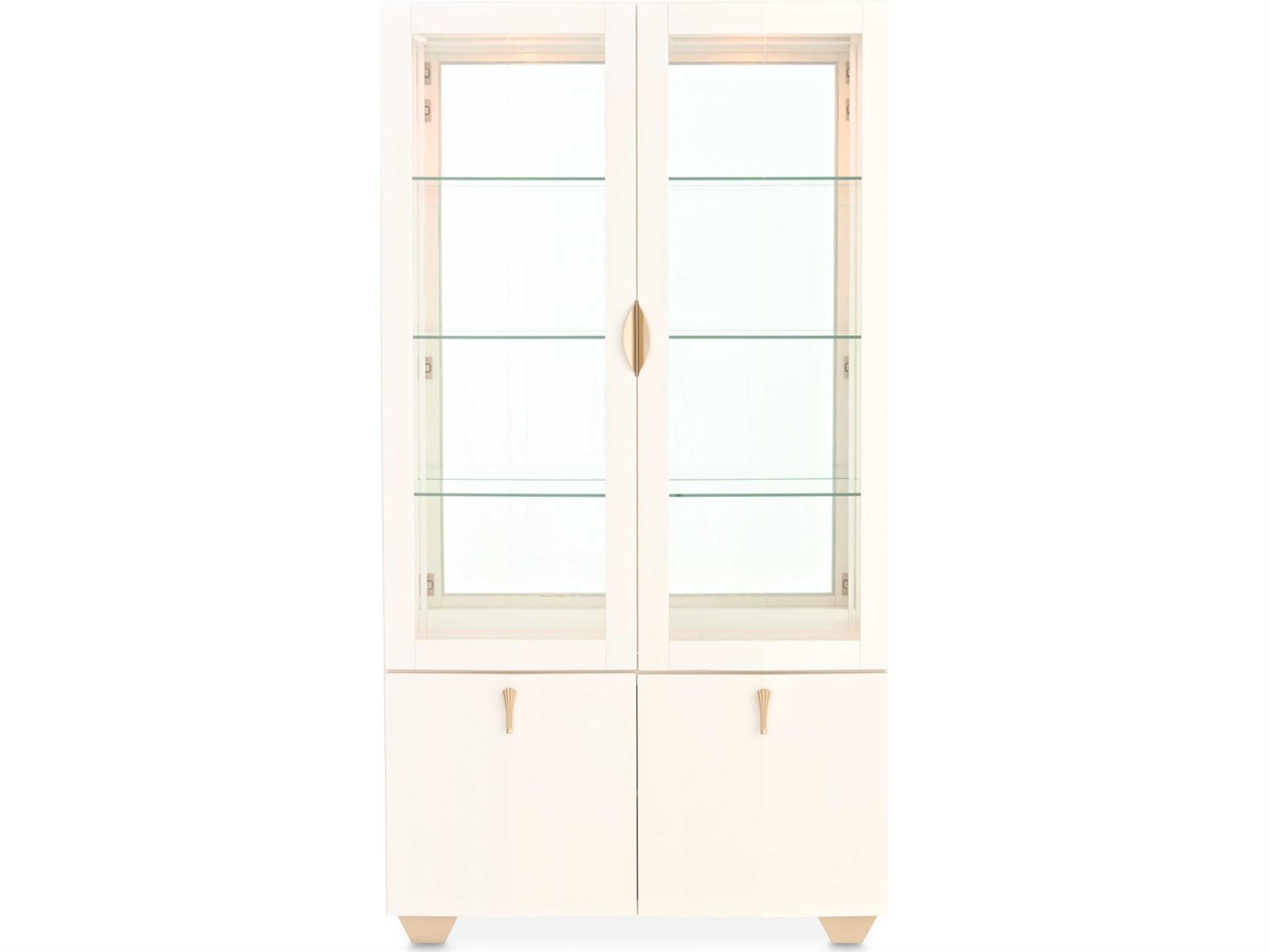 Luxecor Gilded Poplar Wood Creamy Pearl Display Cabinet
