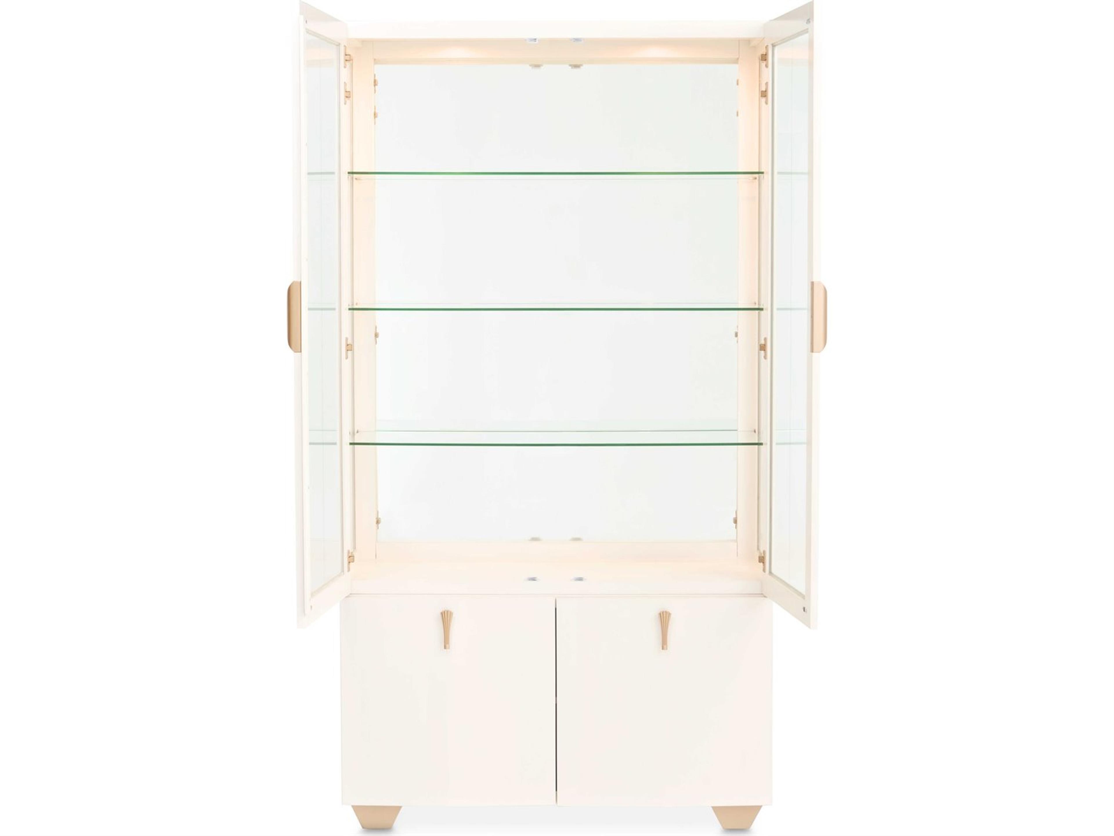 Luxecor Gilded Poplar Wood Creamy Pearl Display Cabinet