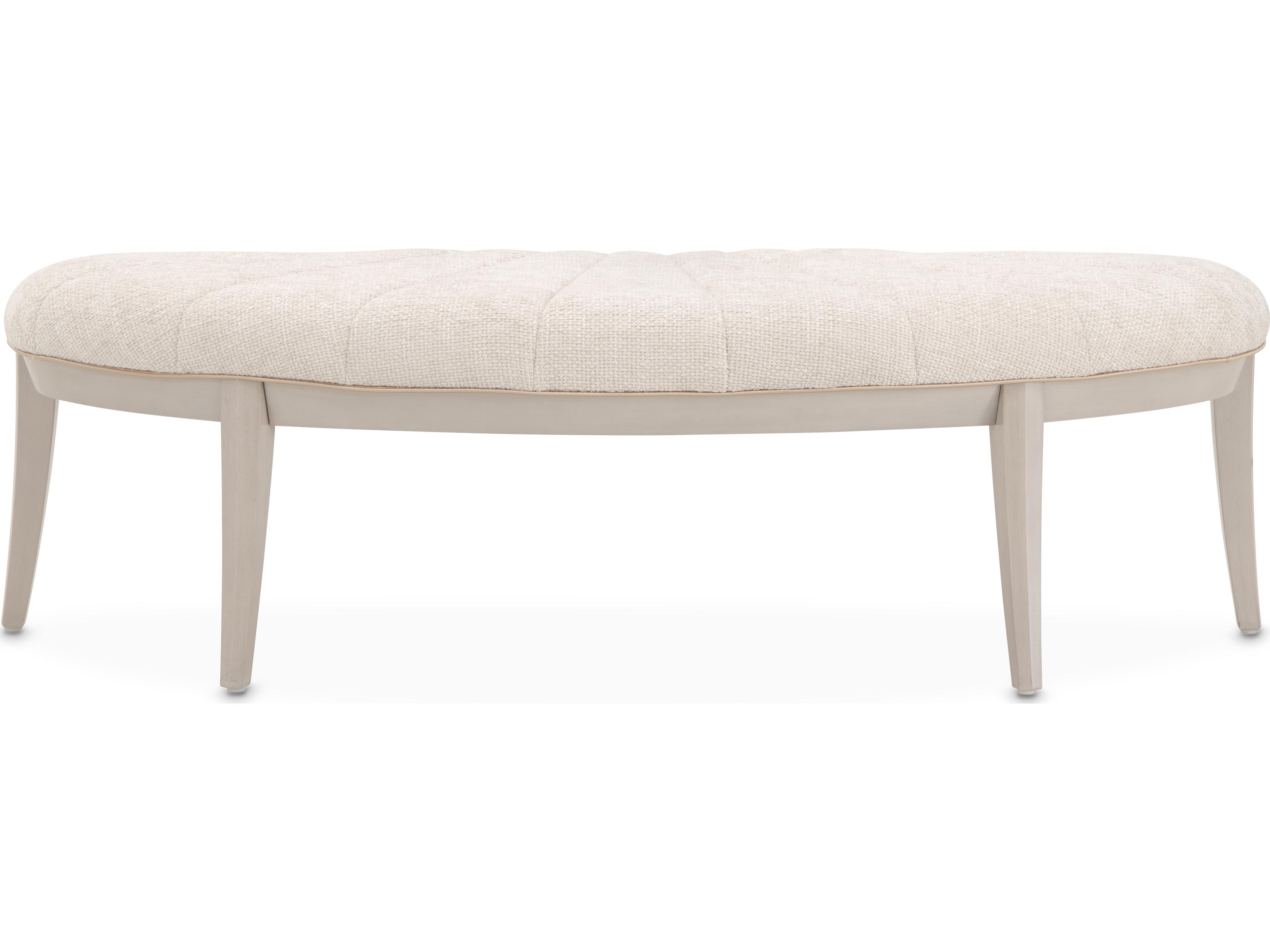 Fantosini Silver Mist Beige Upholstered Accent Bench