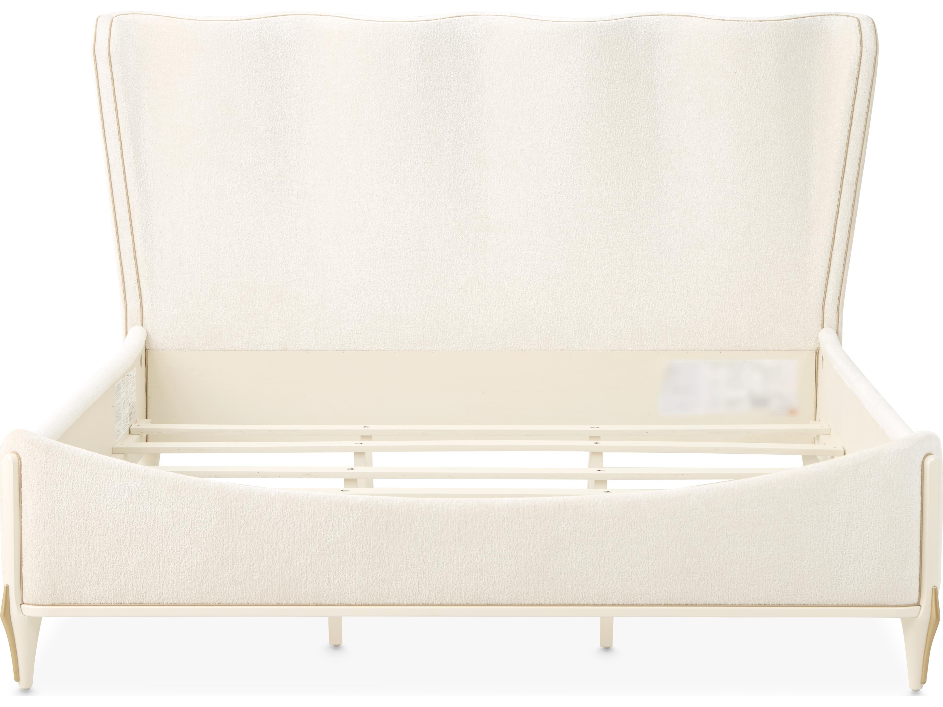 Luxecor Gilded Starlight Creamy Pearl Beige Poplar Wood Upholstered Queen Panel Bed