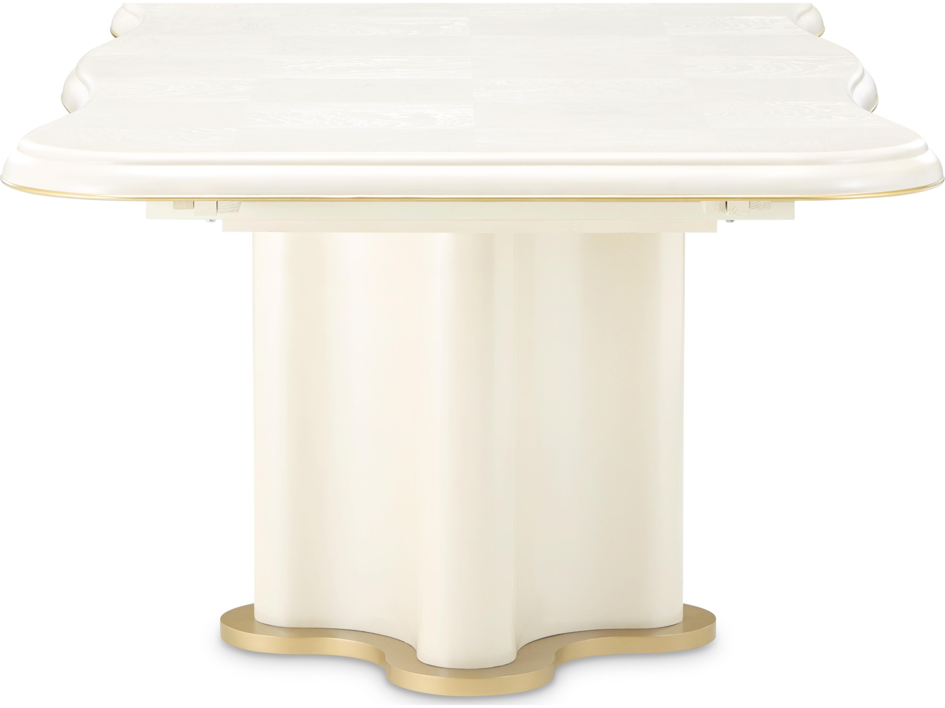 Luxecor Gilded Rectangular Wood Creamy Pearl Dining Table