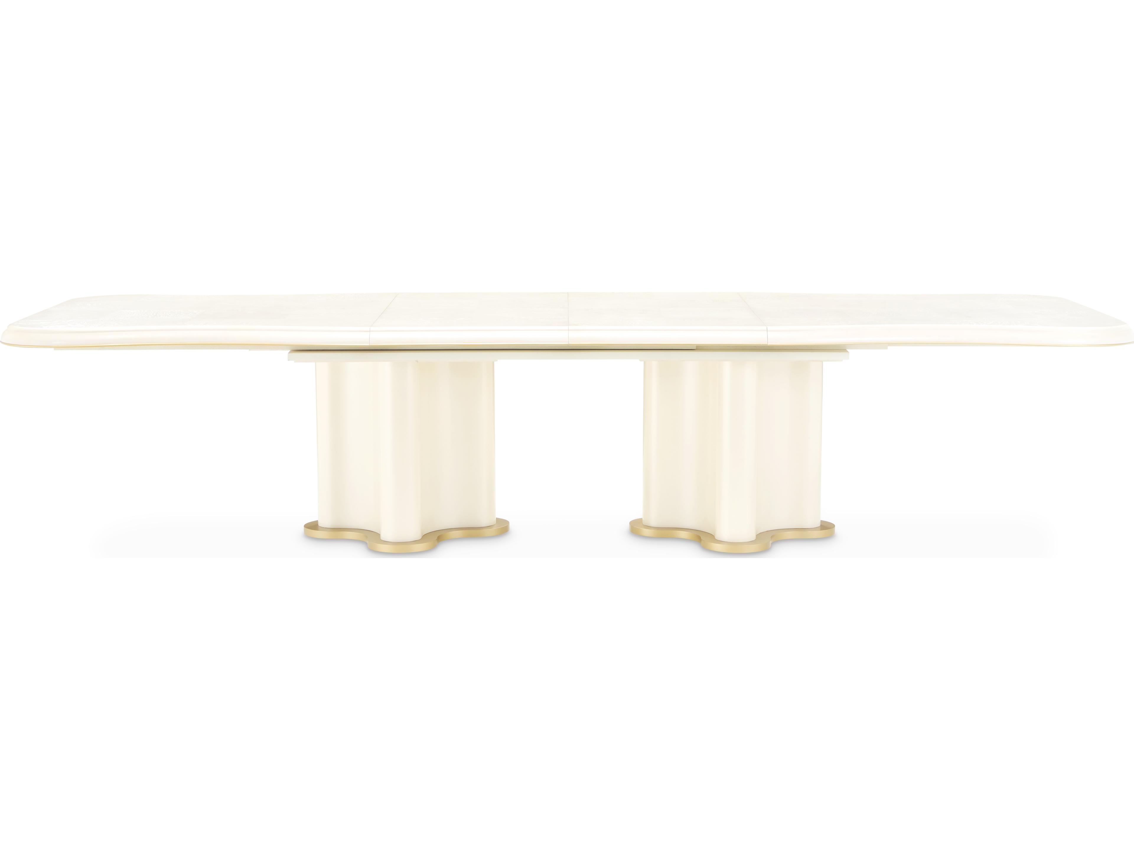 Luxecor Gilded Rectangular Wood Creamy Pearl Dining Table