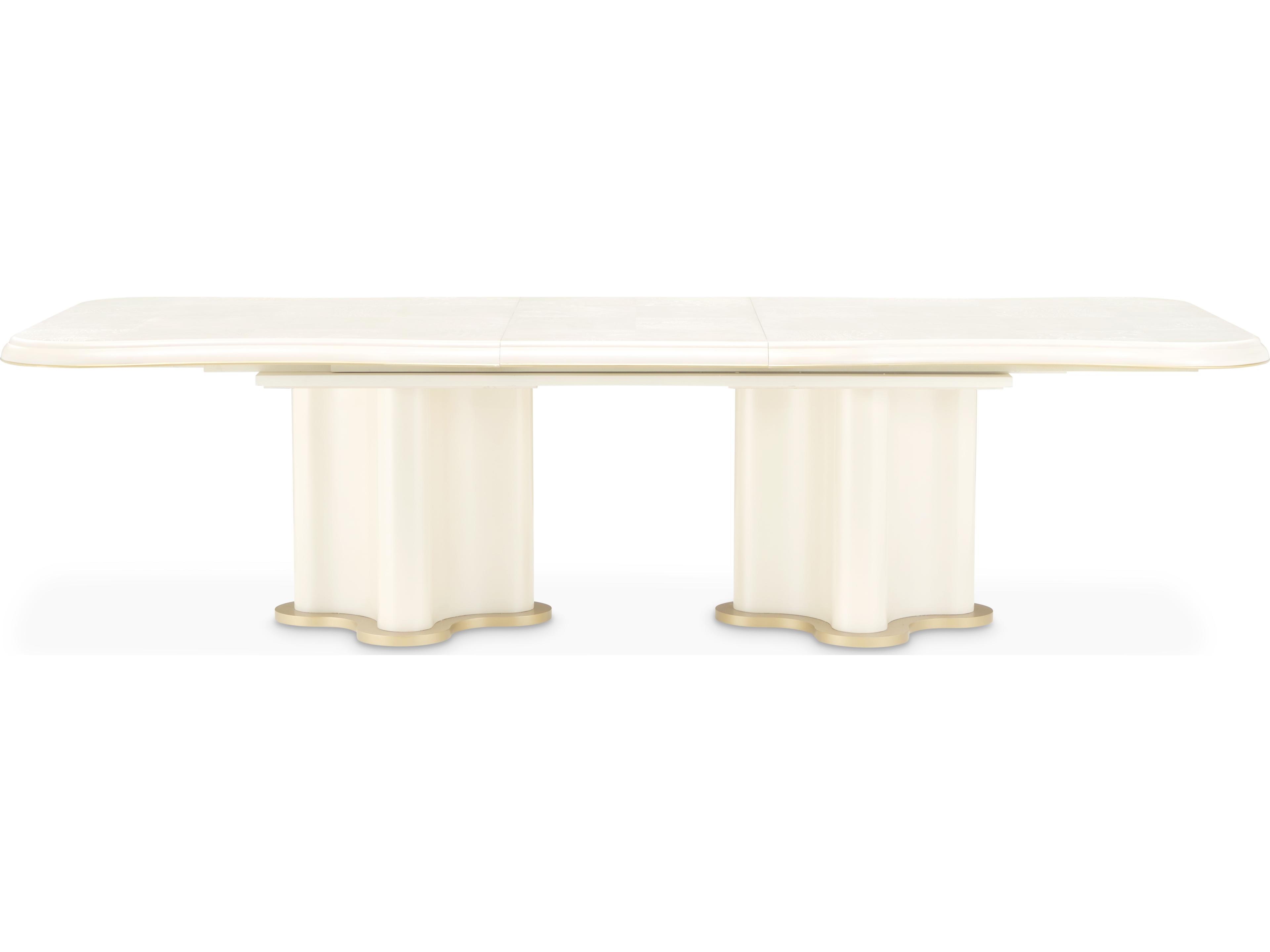 Luxecor Gilded Rectangular Wood Creamy Pearl Dining Table