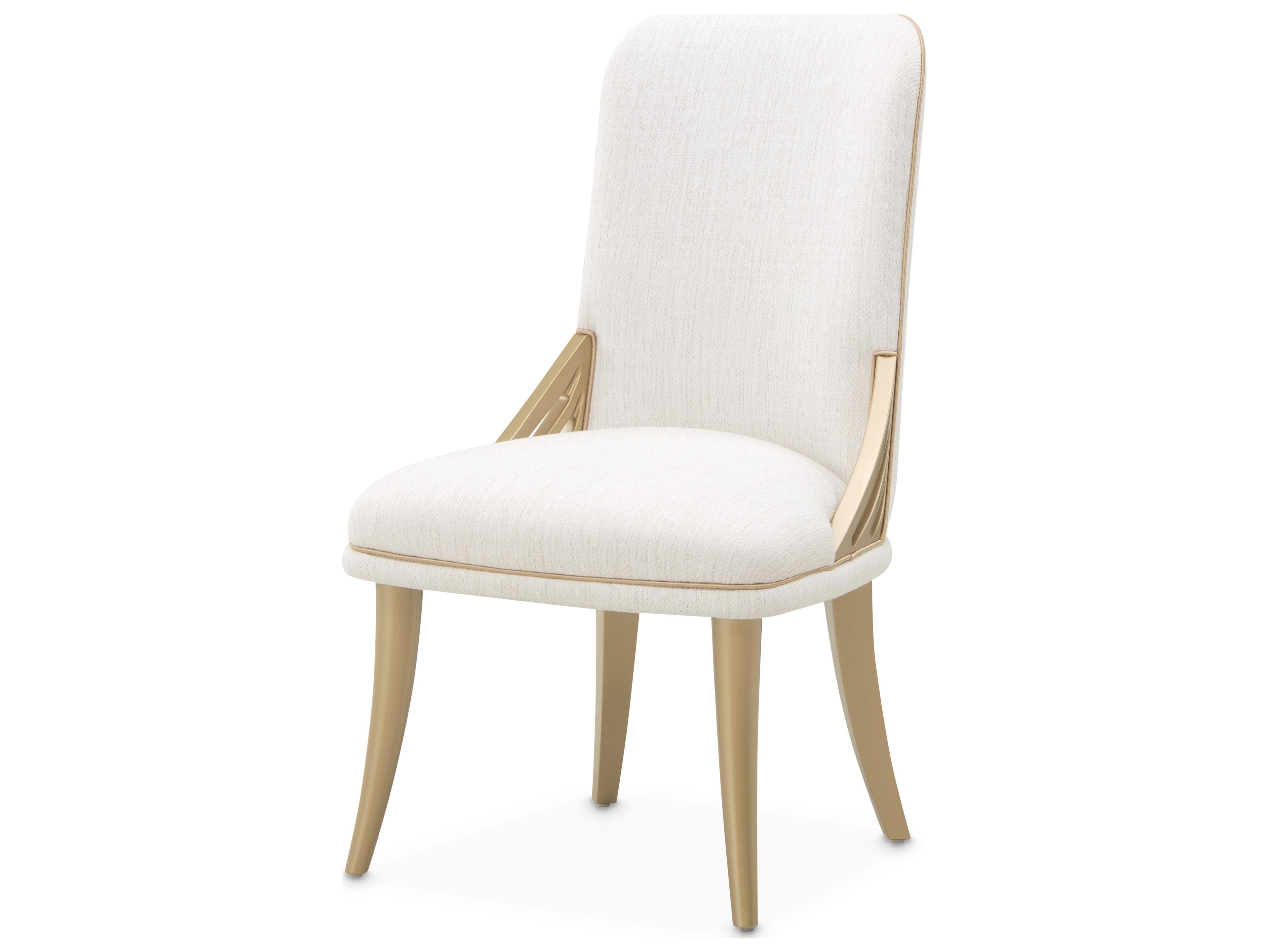 Luxecor Gilded Poplar Wood Beige Upholstered Armless Dining Chair
