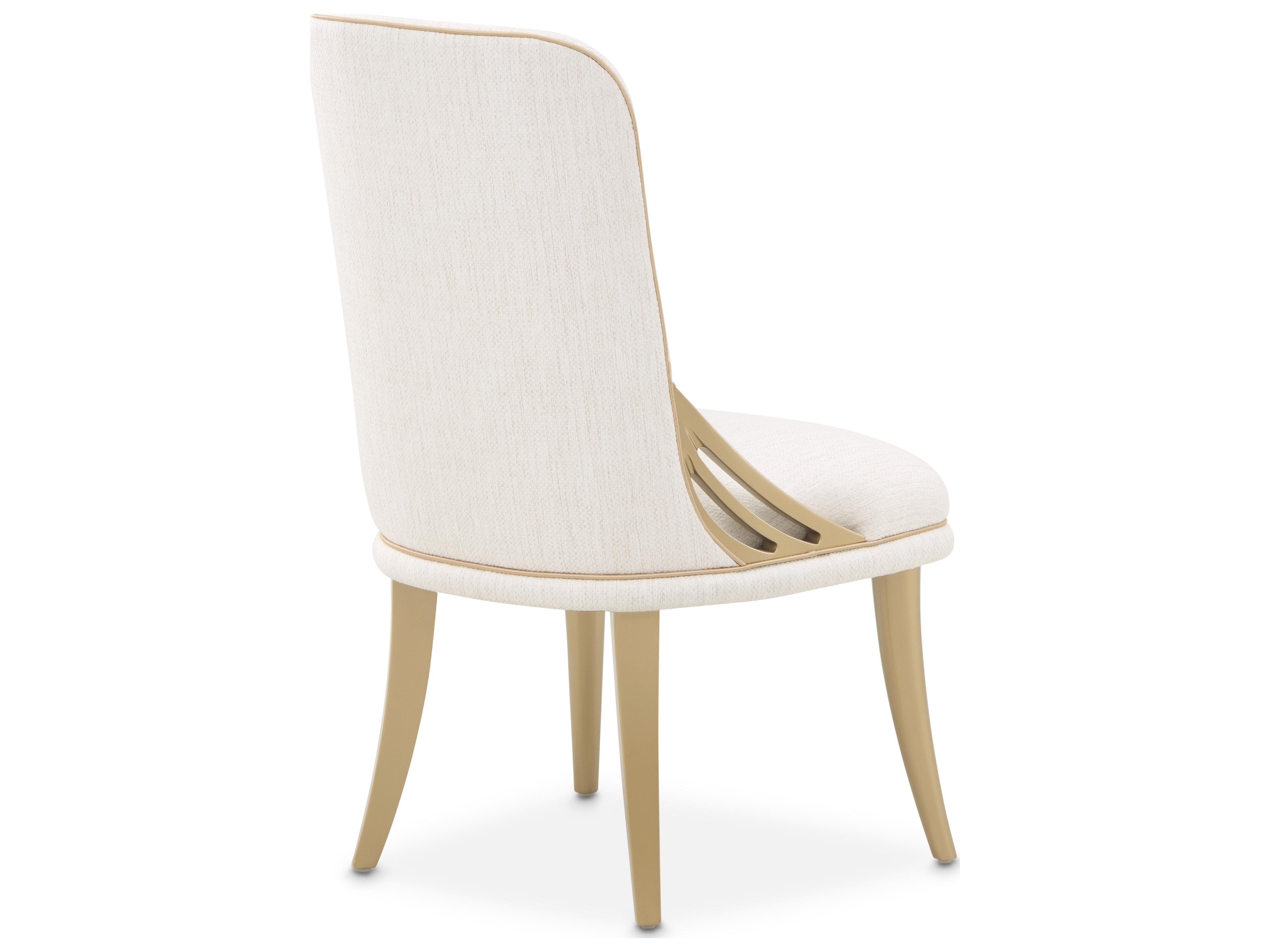 Luxecor Gilded Poplar Wood Beige Upholstered Armless Dining Chair
