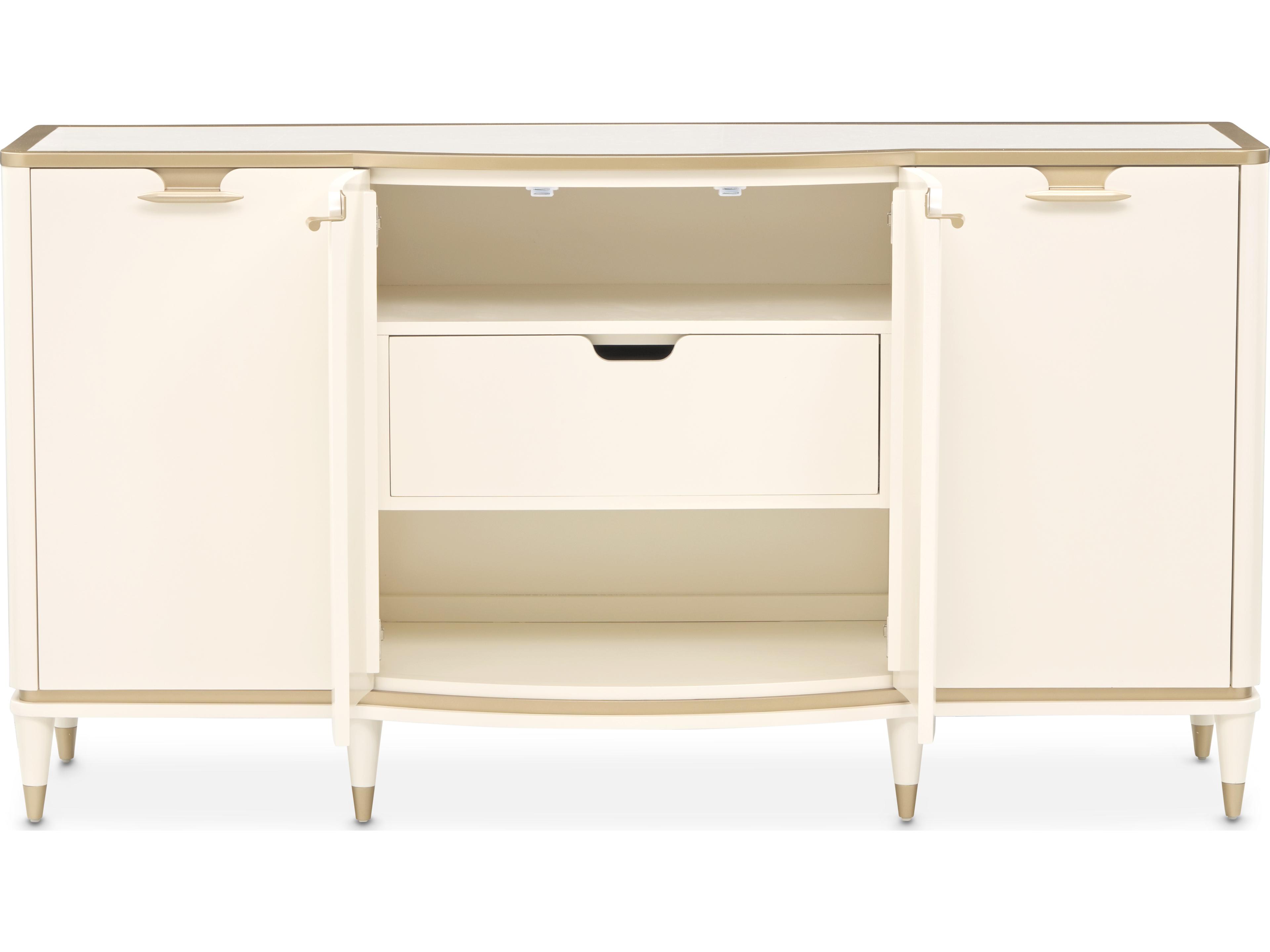 Luxecor Gilded 70" Poplar Wood Creamy Pearl Sideboard