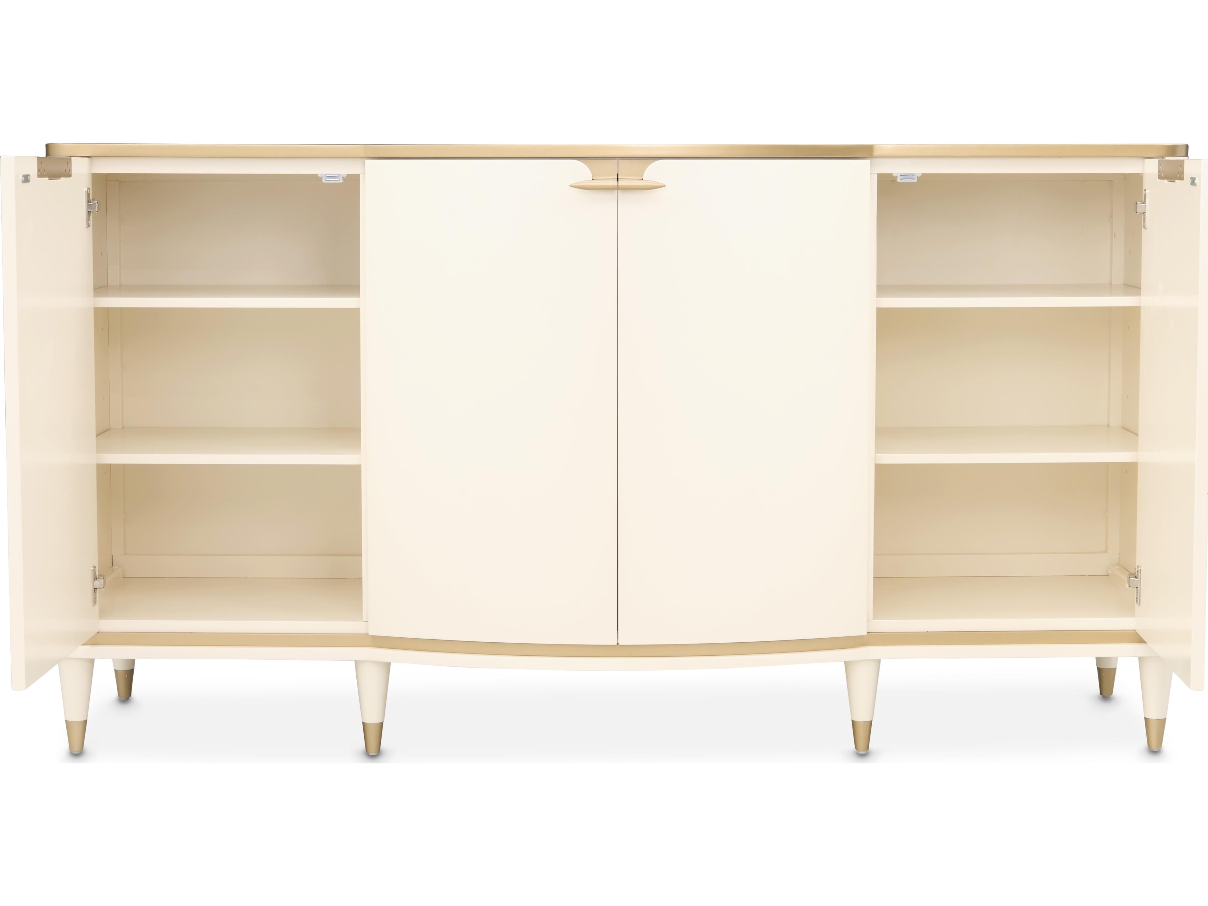 Luxecor Gilded 70" Poplar Wood Creamy Pearl Sideboard