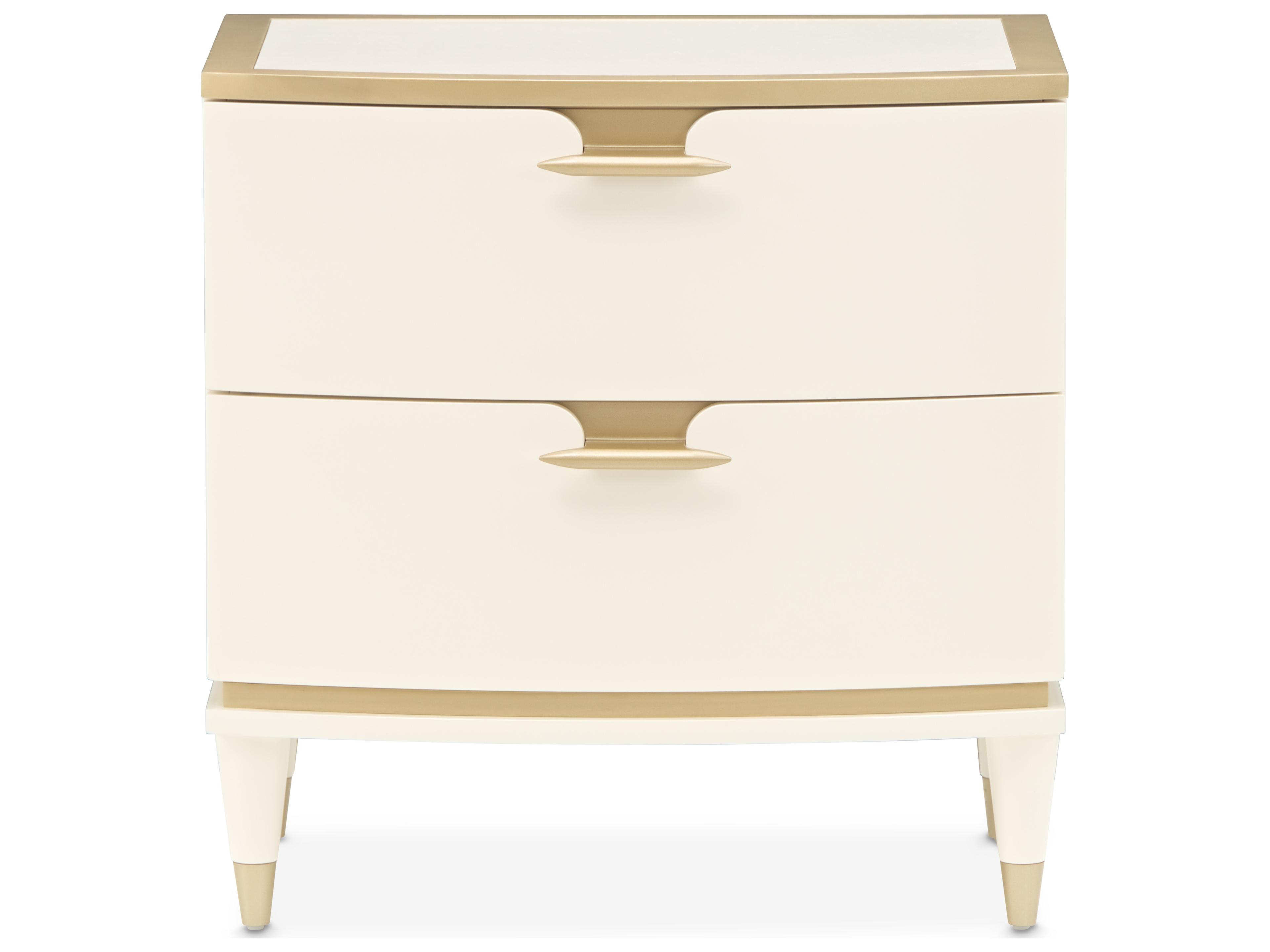 La Terrazza 2-Drawers Beige Poplar Wood Nightstand