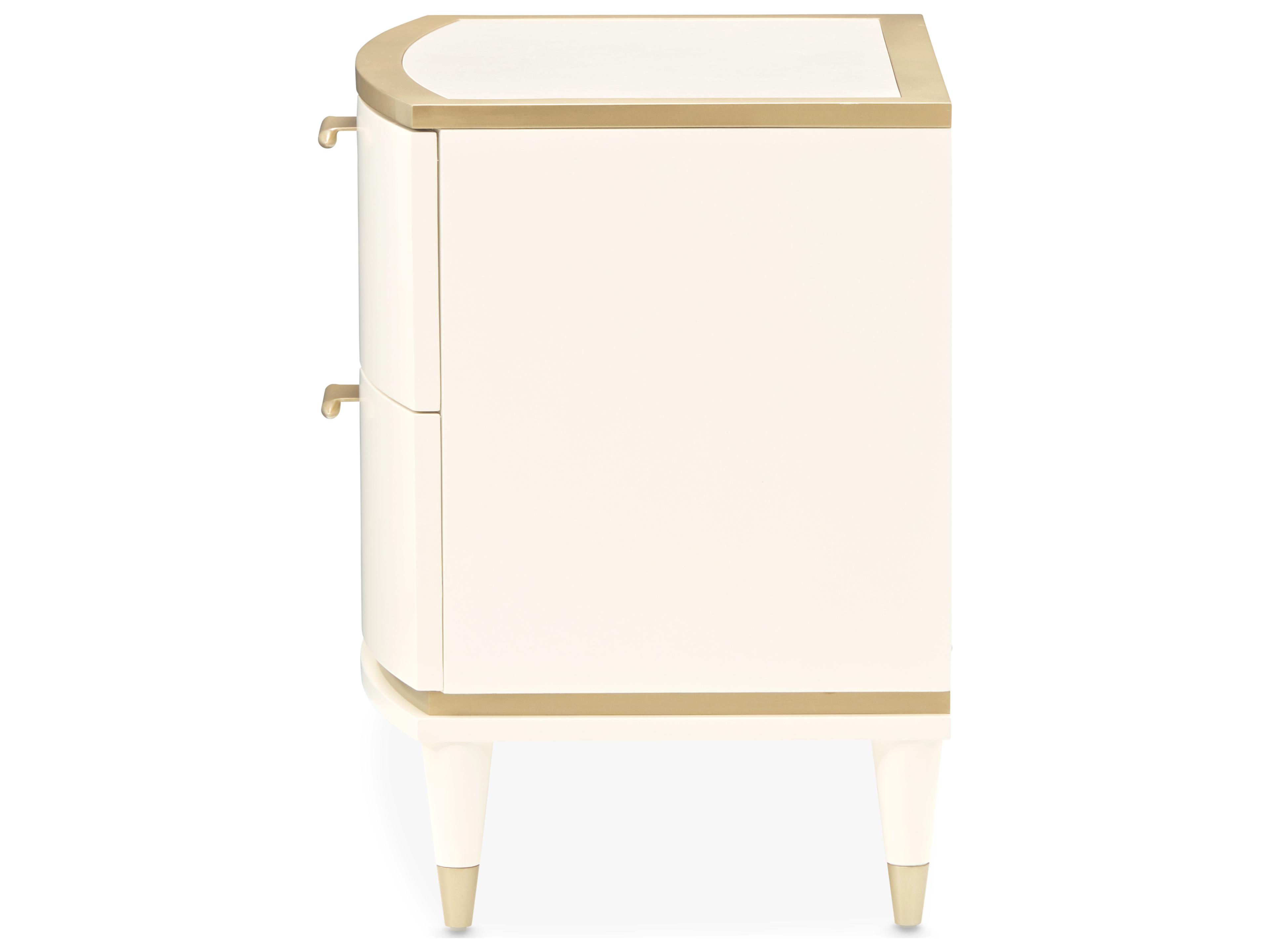 Luxecor Gilded 2-Drawers Beige Poplar Wood Nightstand