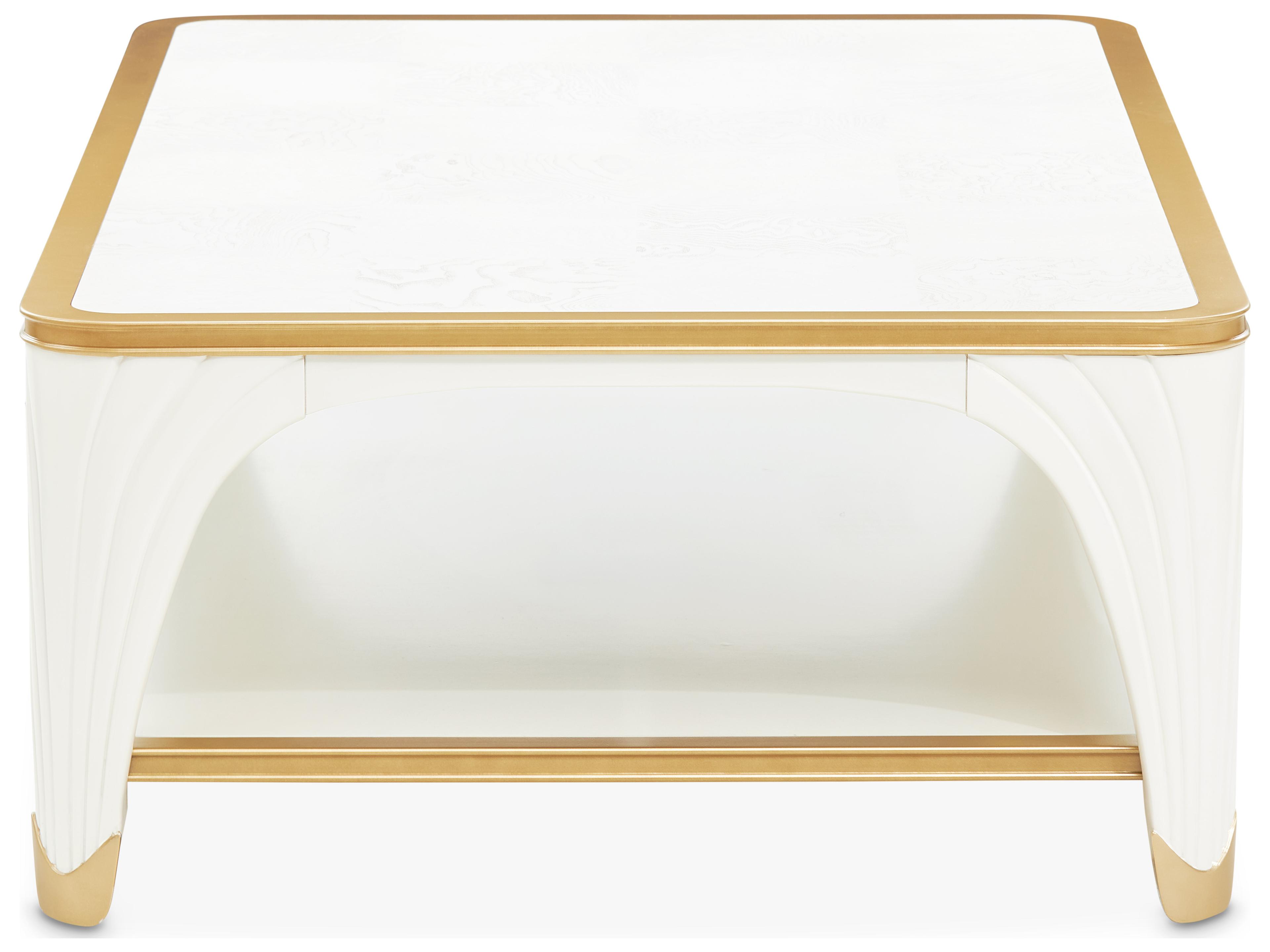Luxecor Gilded Rectangular Wood Creamy Pearl Coffee Table